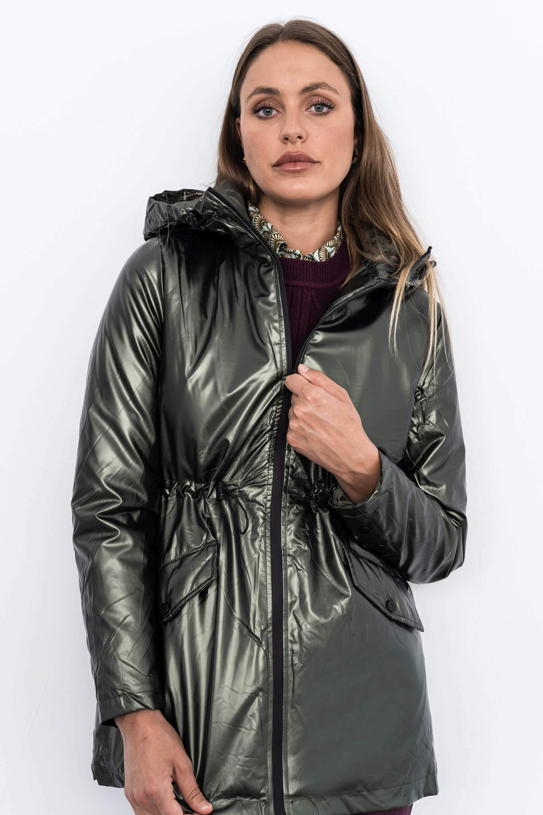 PARKA METALIZADA BOLSILLOS KAKI
