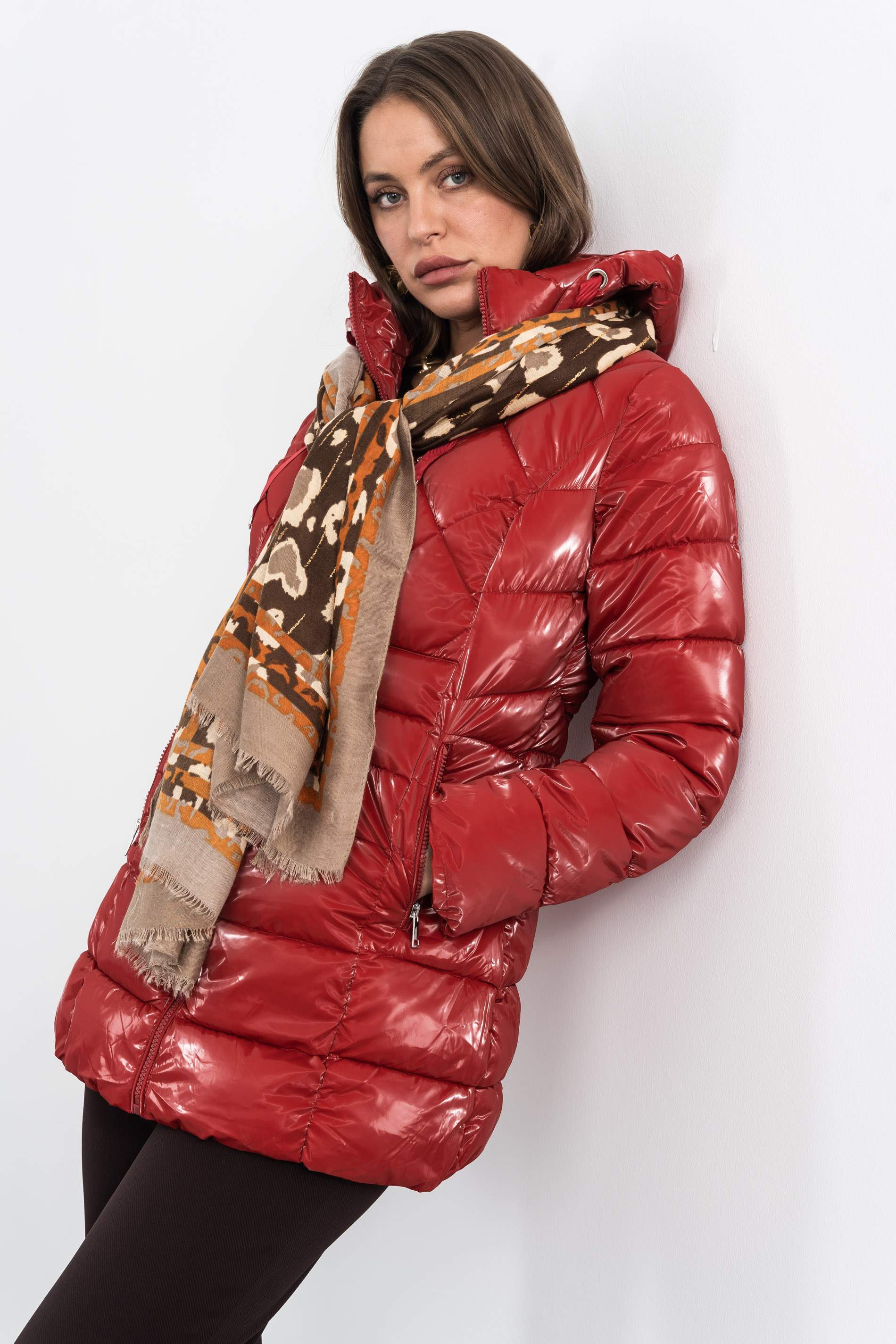 PARKA PESPUNTES COMBINADOS ROJO