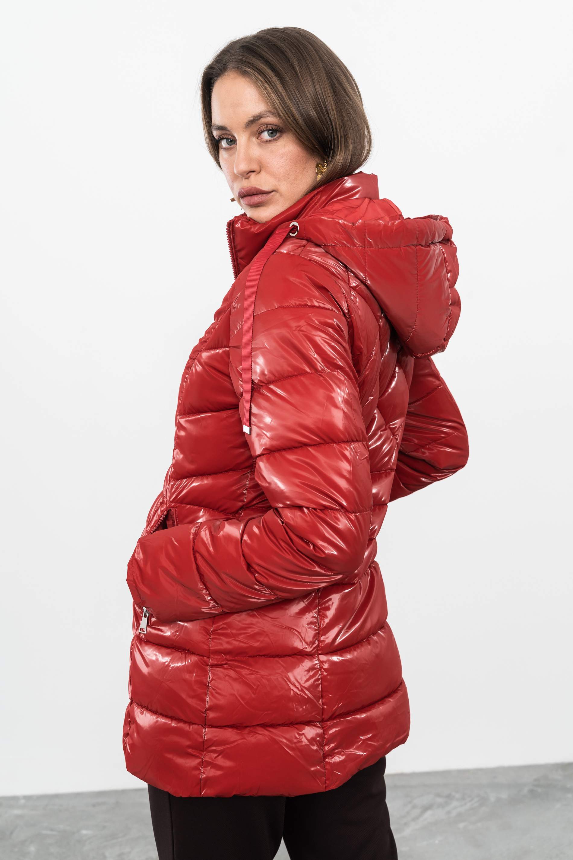 PARKA PESPUNTES COMBINADOS ROJO