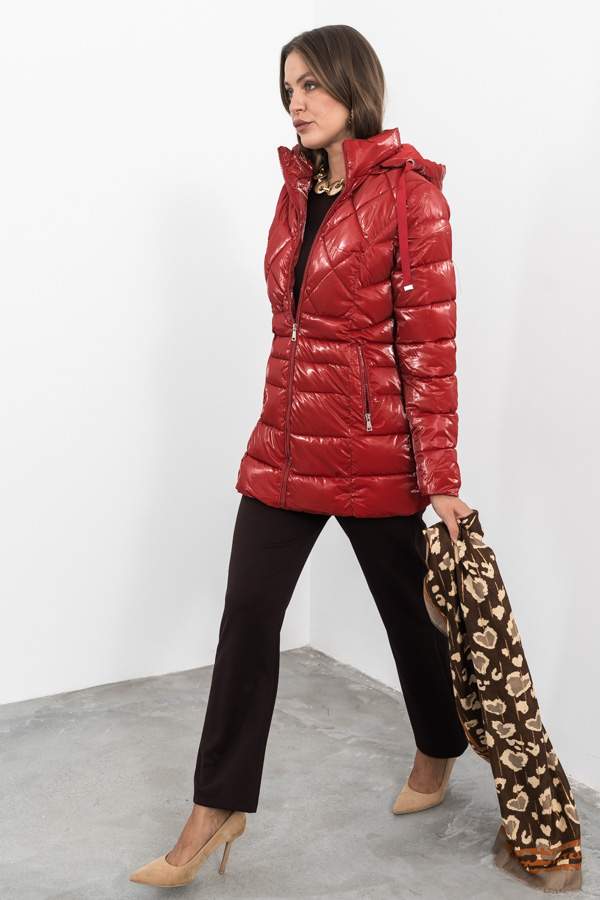 PARKA PESPUNTES COMBINADOS ROJO