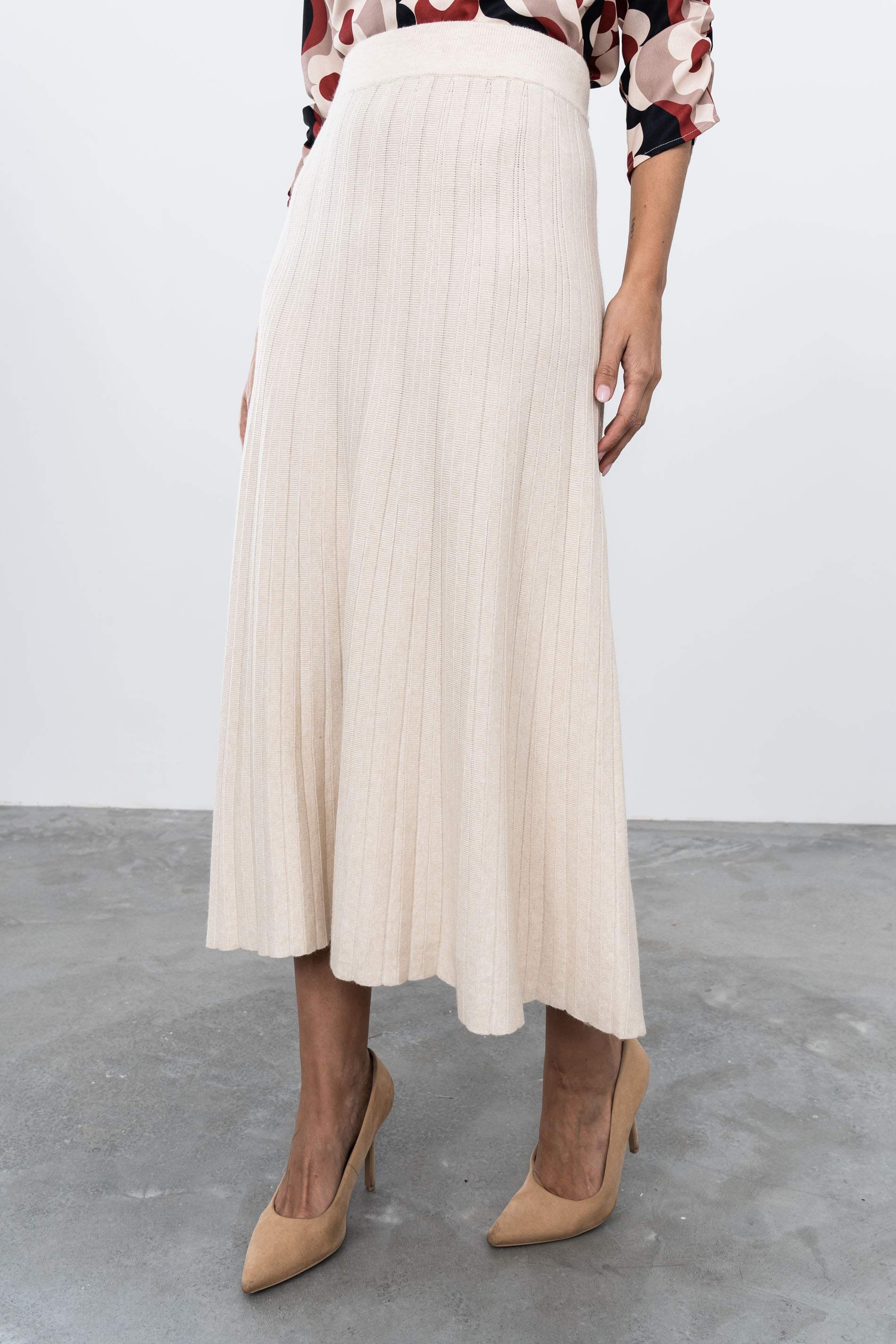 FALDA PUNTO CANALÉ BEIGE