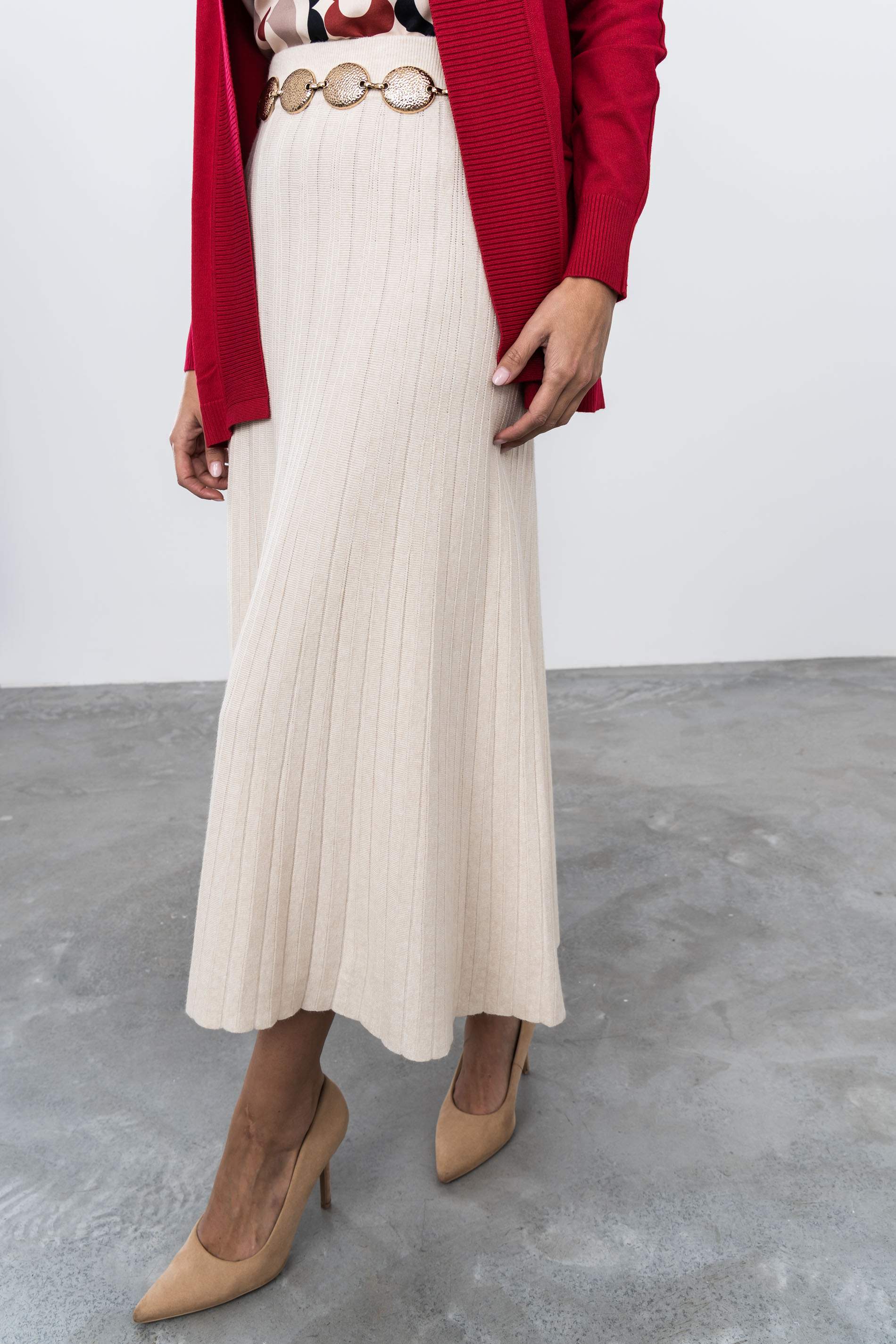 FALDA PUNTO CANALÉ BEIGE