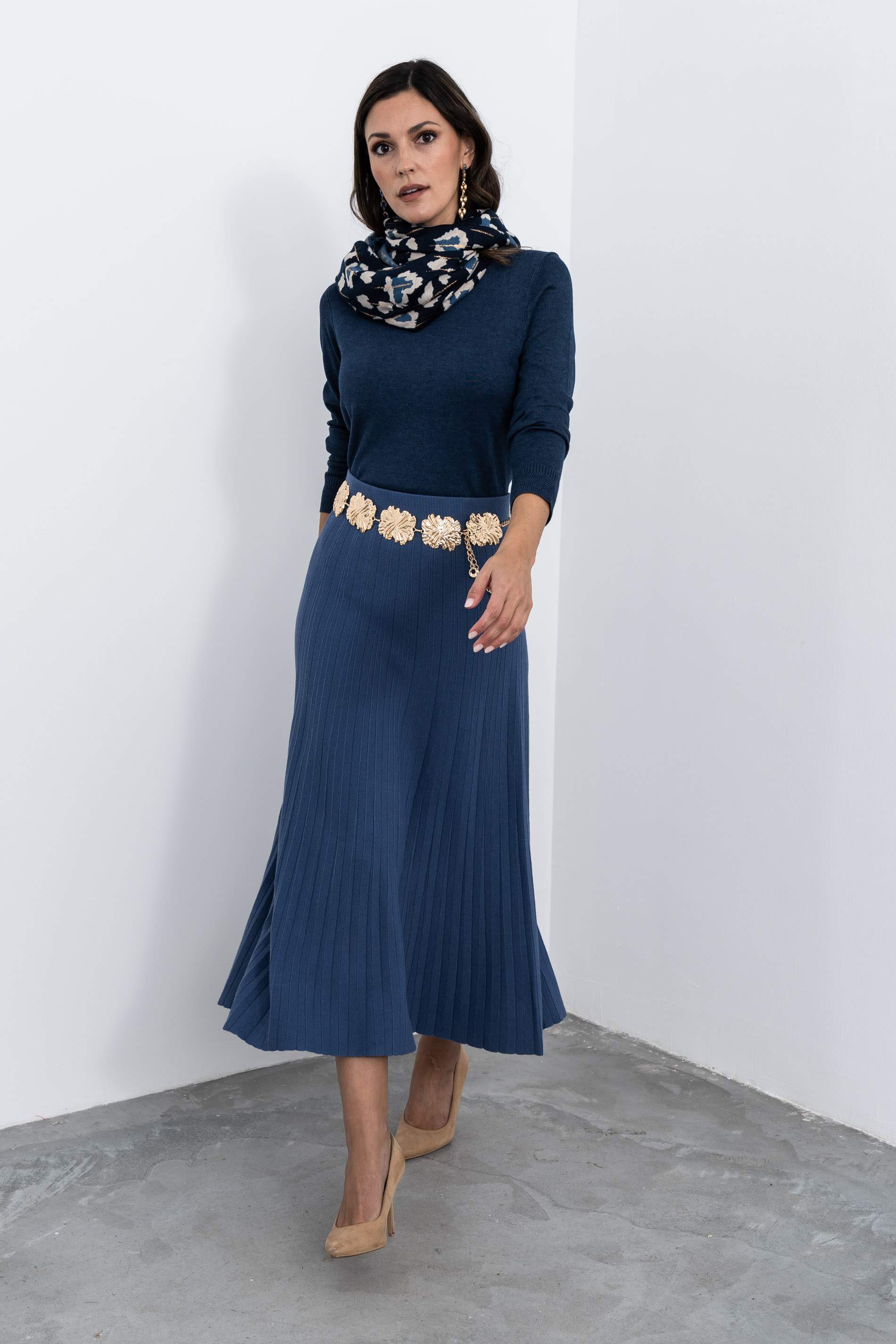 FALDA PUNTO CANALÉ AZUL