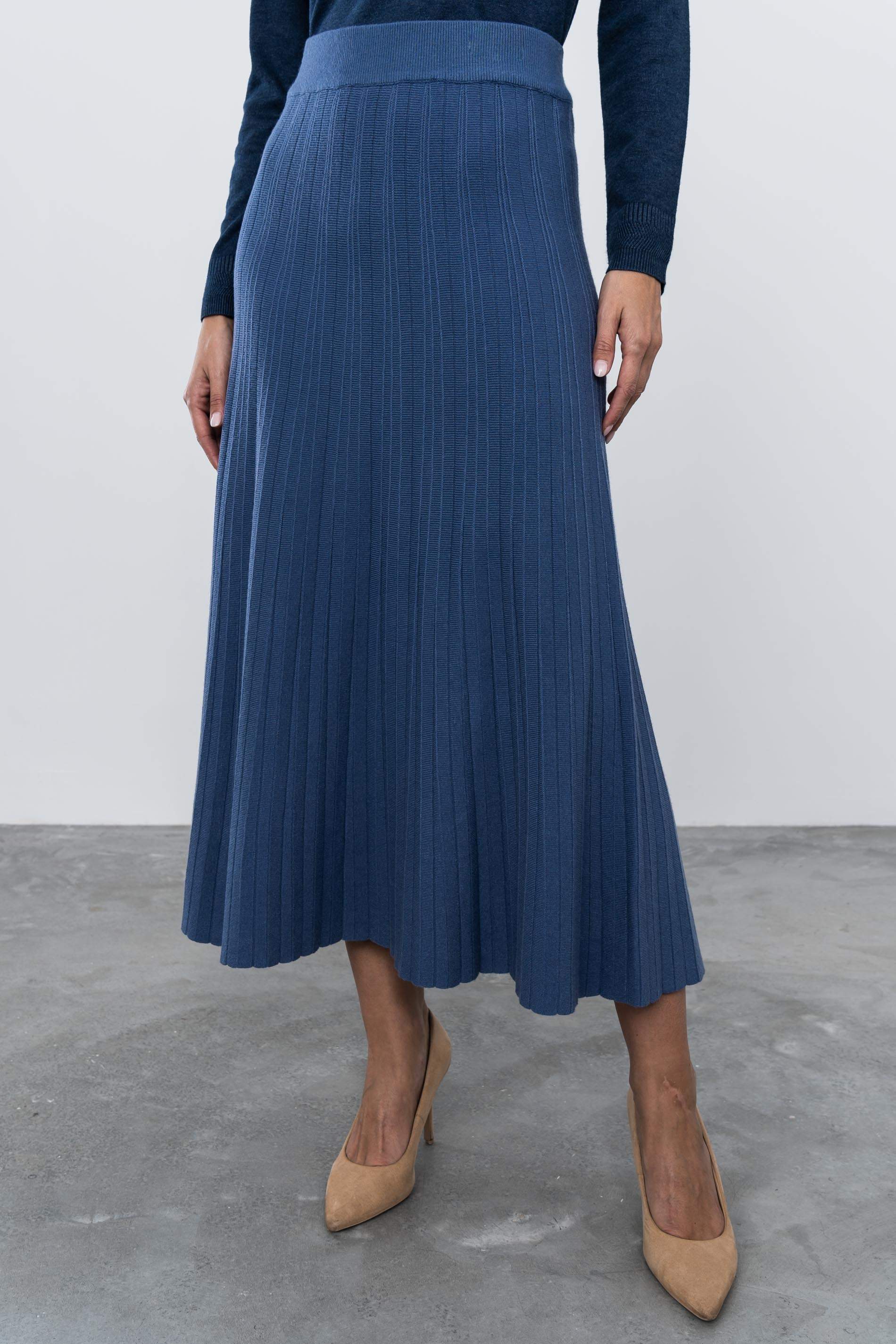 FALDA PUNTO CANALÉ AZUL