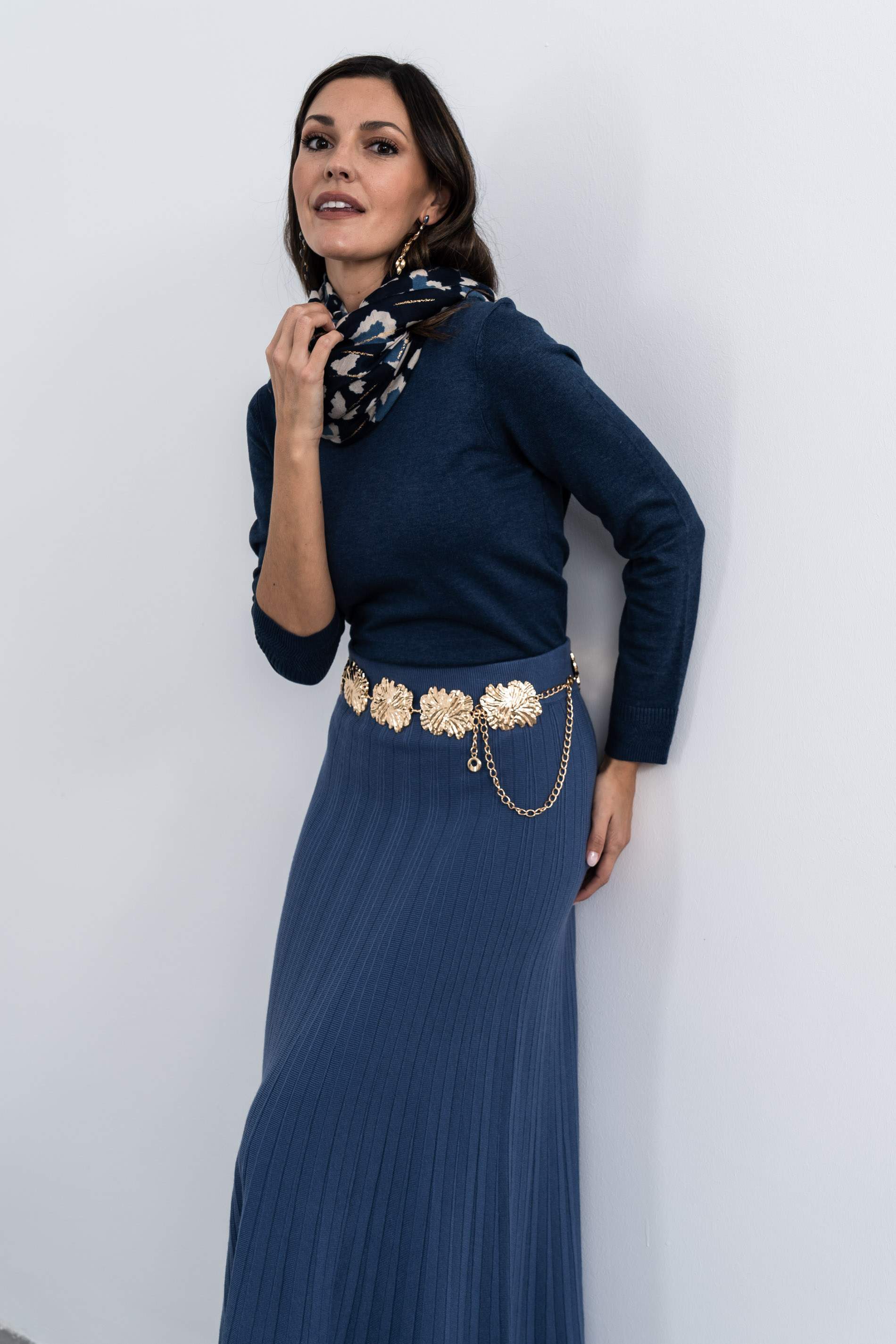 FALDA PUNTO CANALÉ AZUL