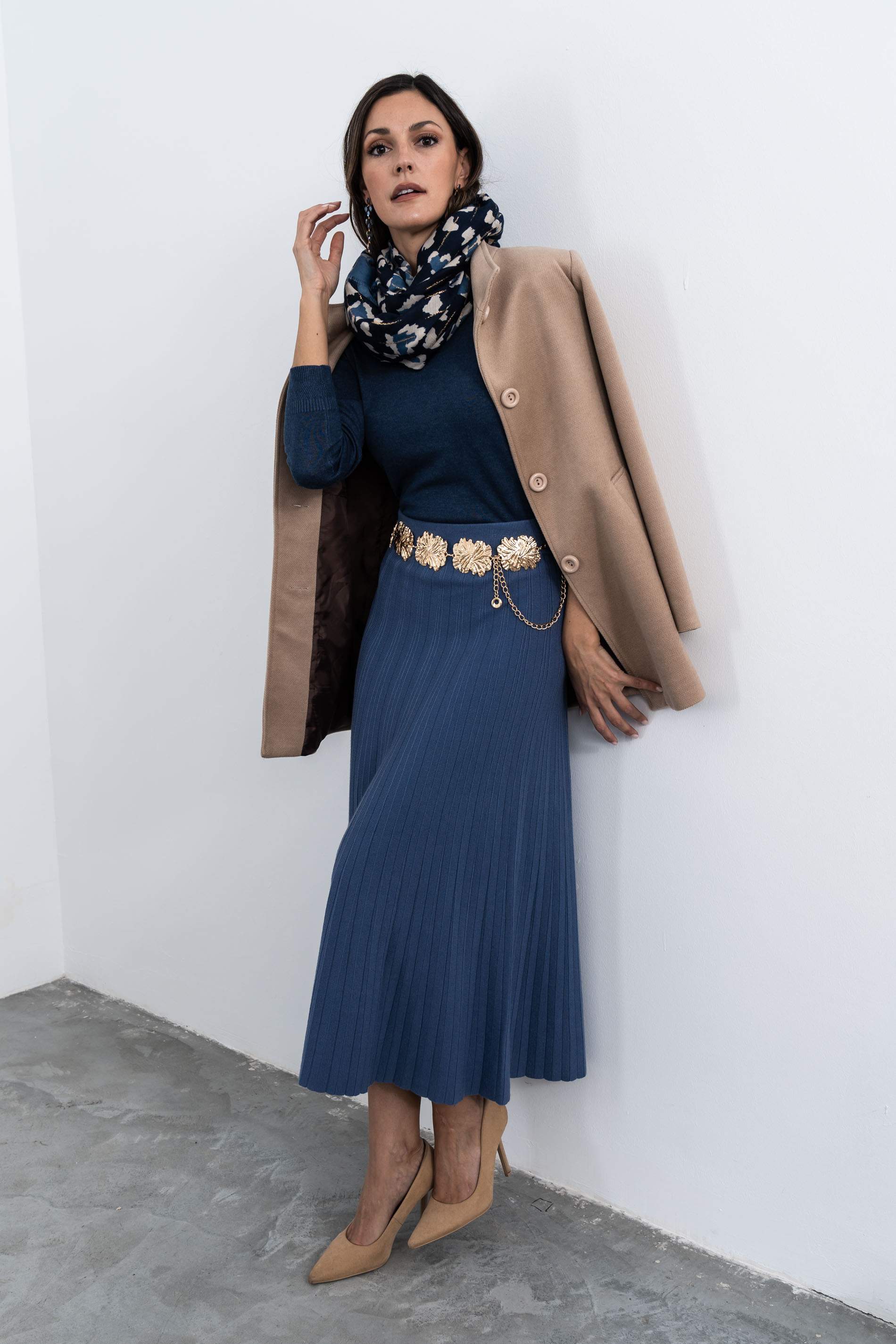 FALDA PUNTO CANALÉ AZUL