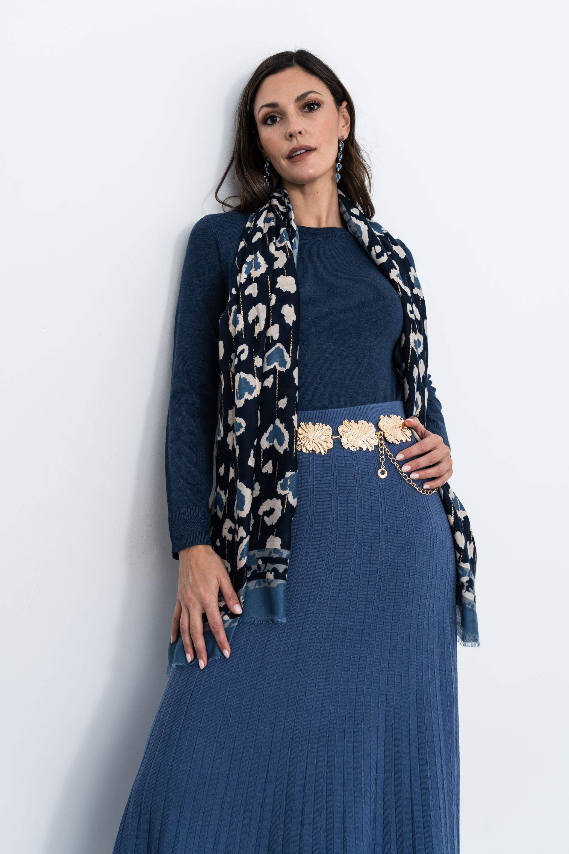 FALDA PUNTO CANALÉ AZUL