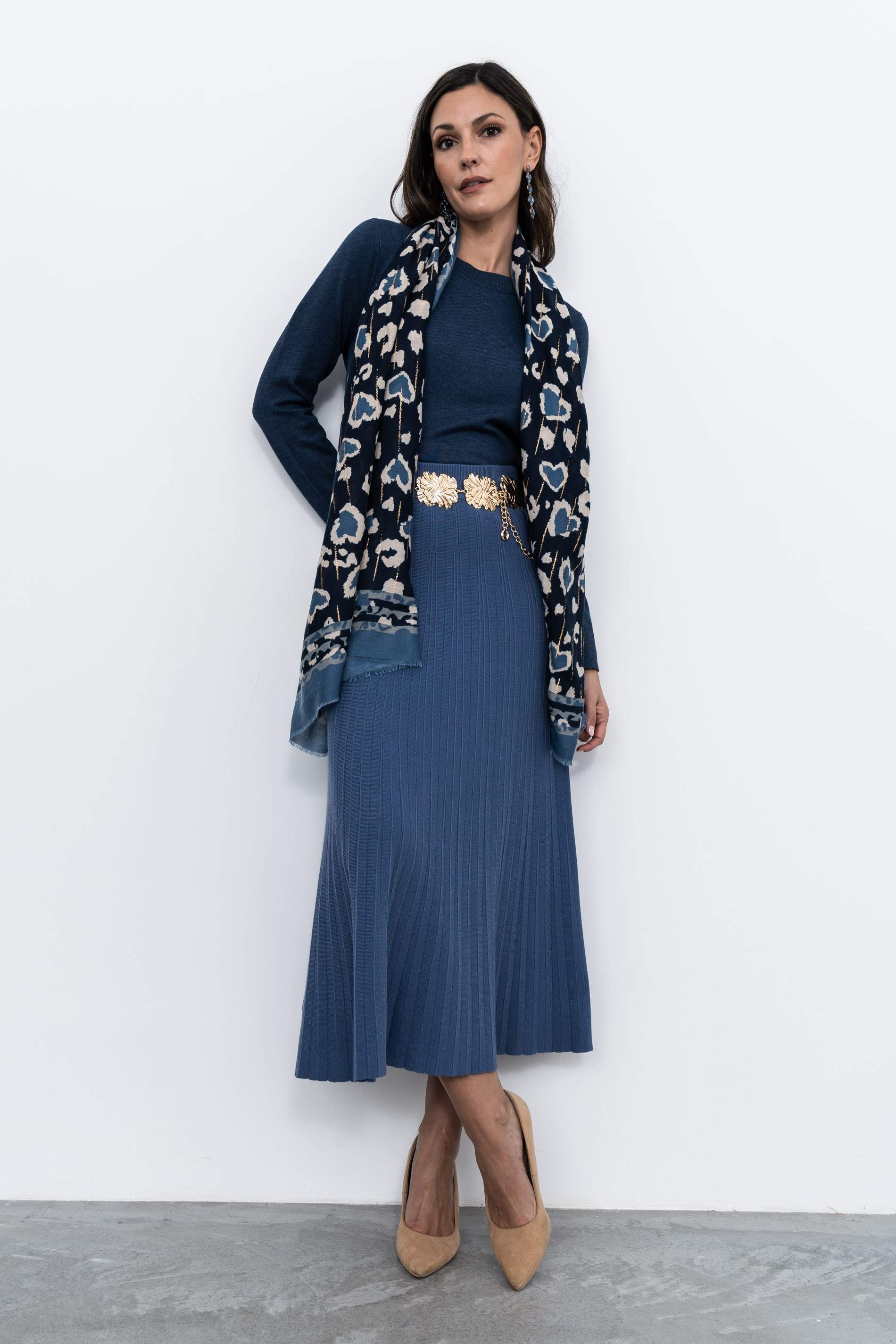 FALDA PUNTO CANALÉ AZUL