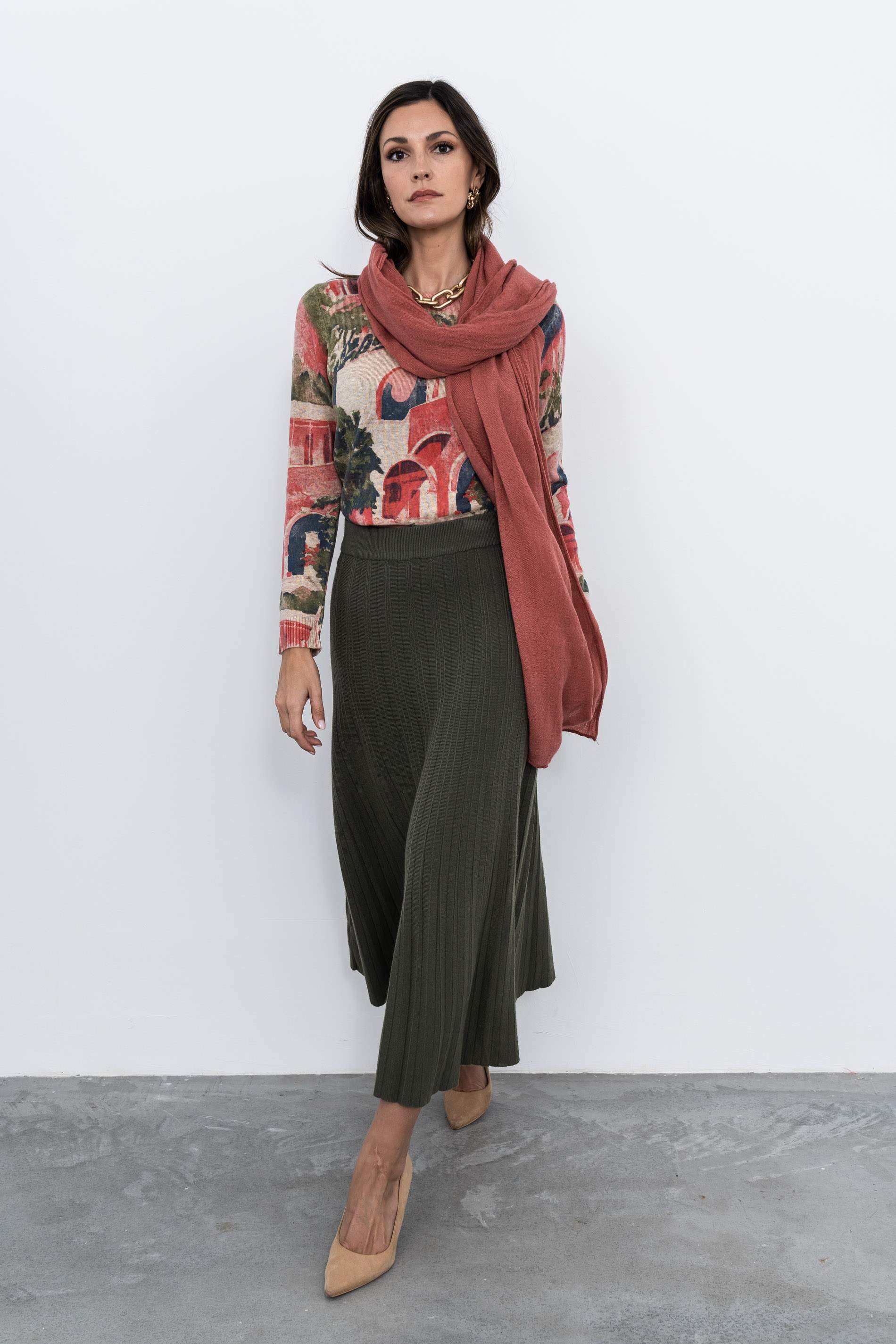 FALDA PUNTO CANALÉ KAKI