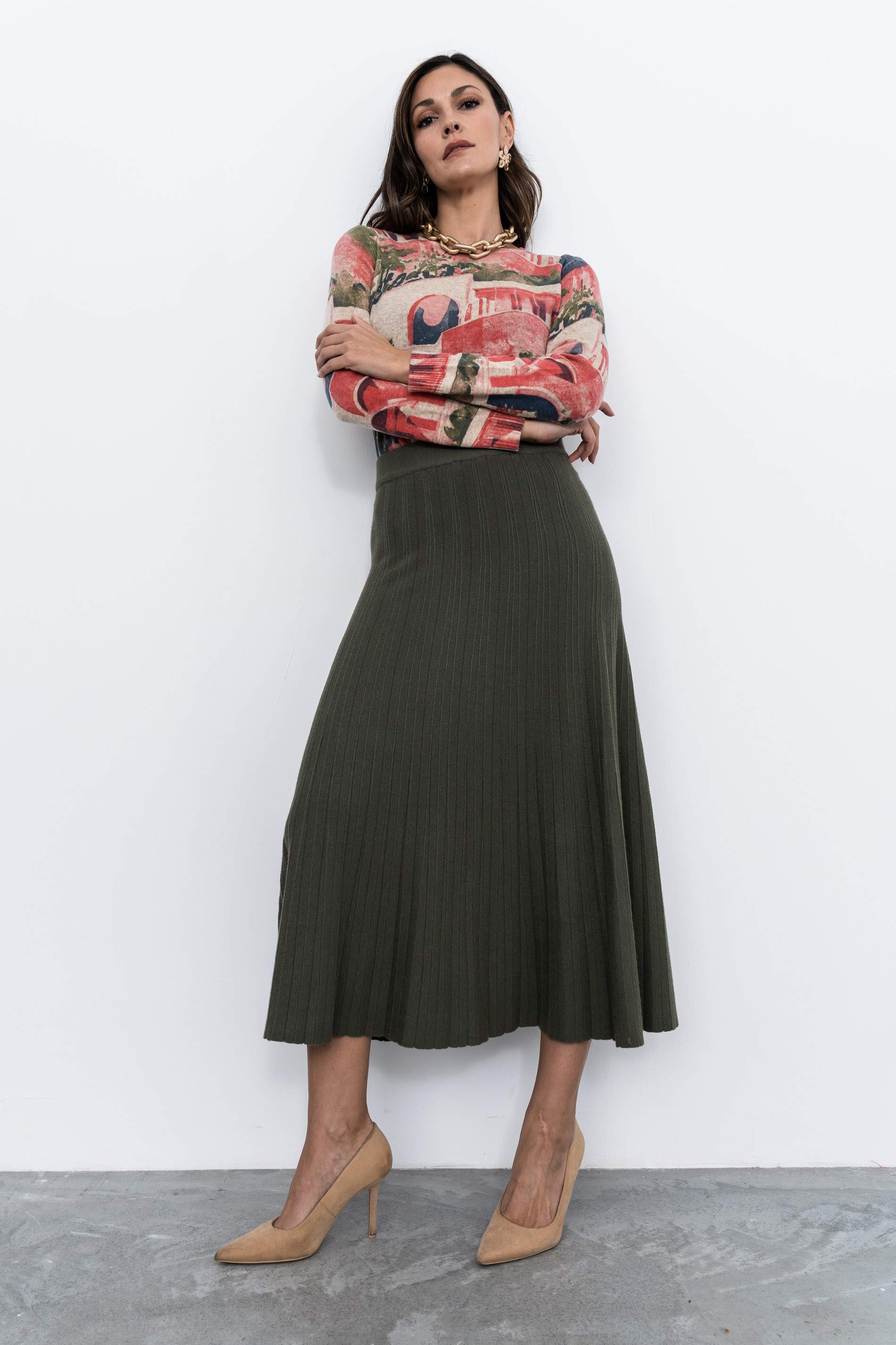 FALDA PUNTO CANALÉ KAKI