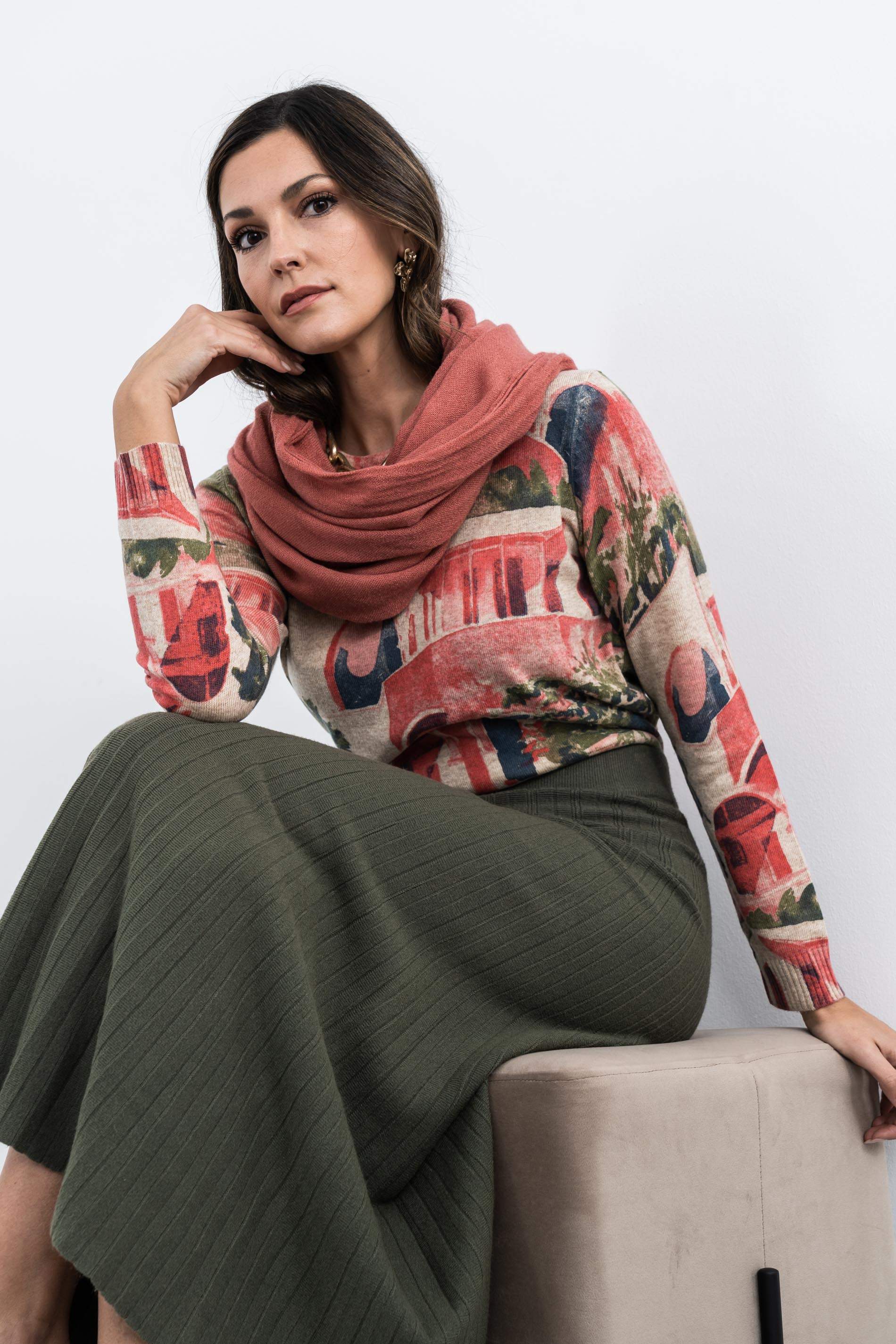 FALDA PUNTO CANALÉ KAKI