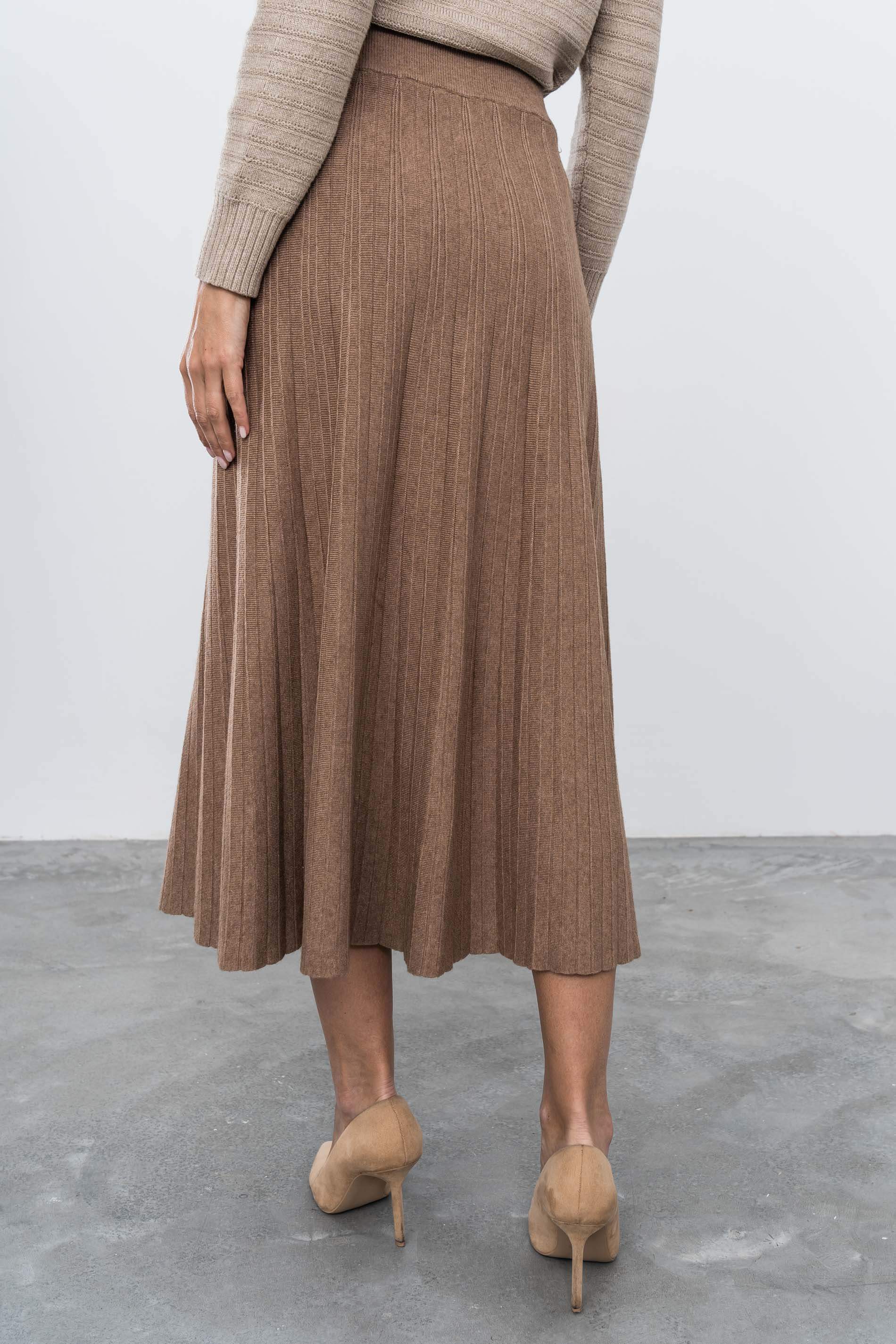 FALDA PUNTO CANALÉ CAMEL