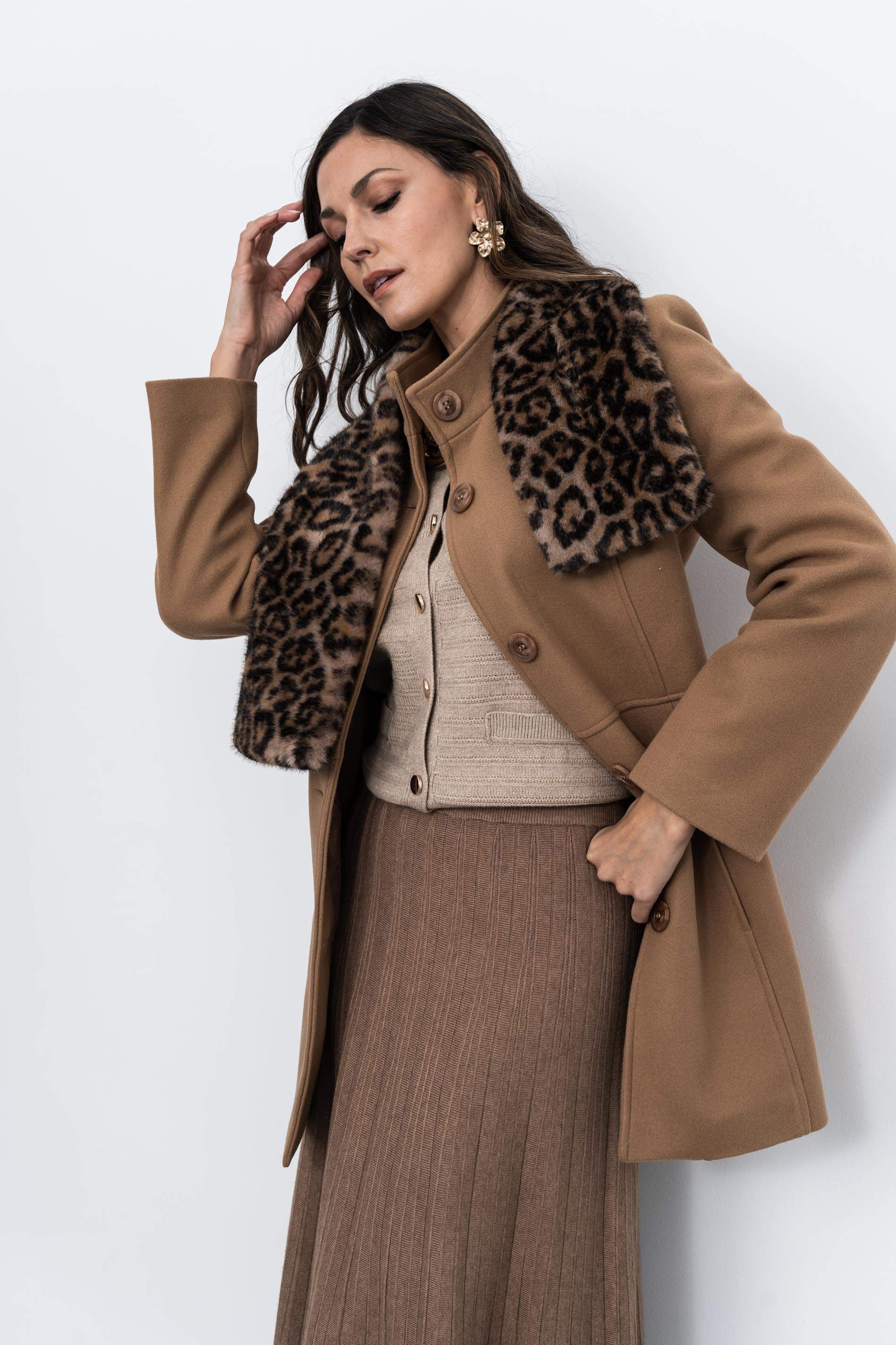 FALDA PUNTO CANALÉ CAMEL