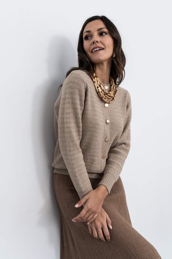 FALDA PUNTO CANALÉ CAMEL