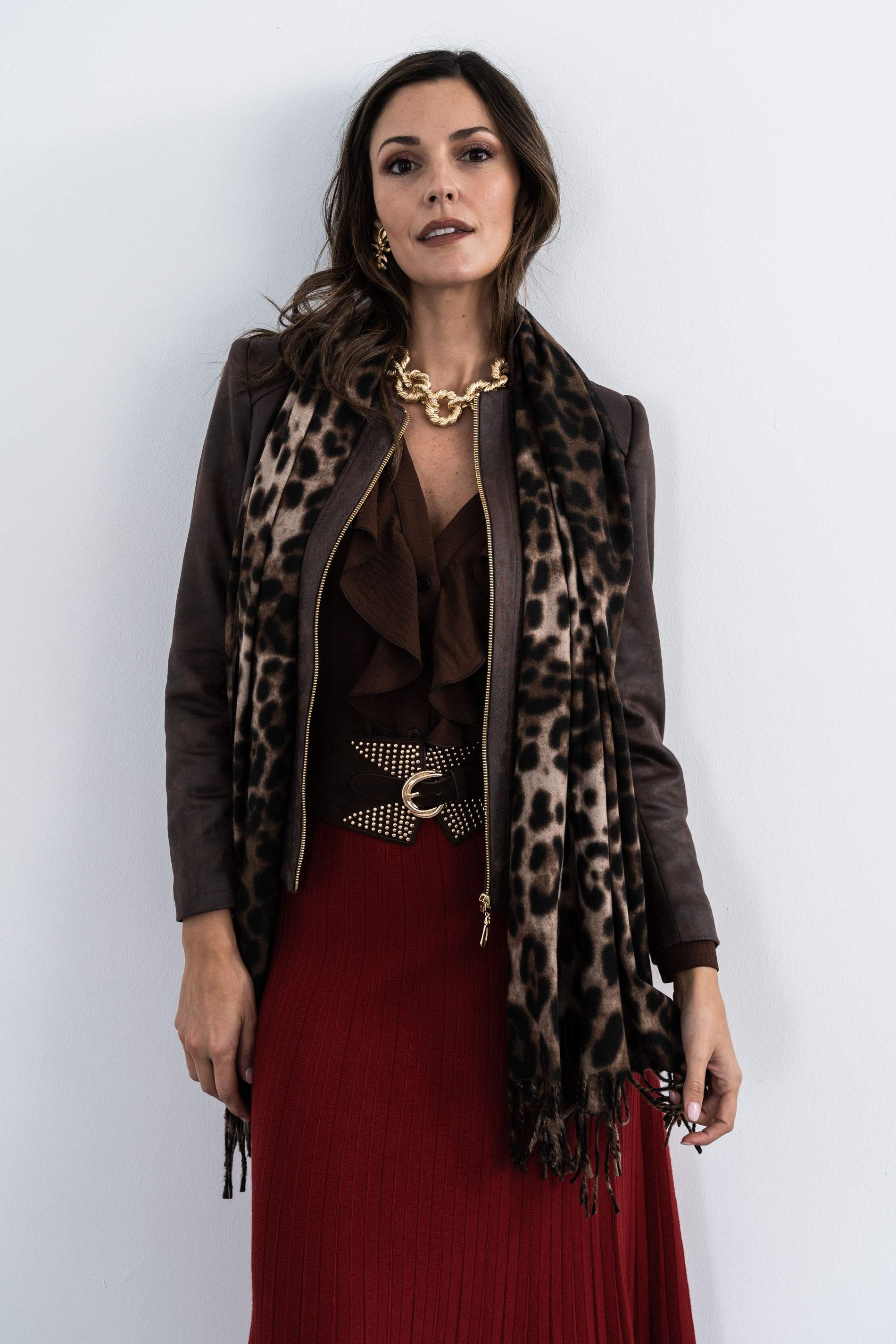 FALDA PUNTO CANALÉ ROJO