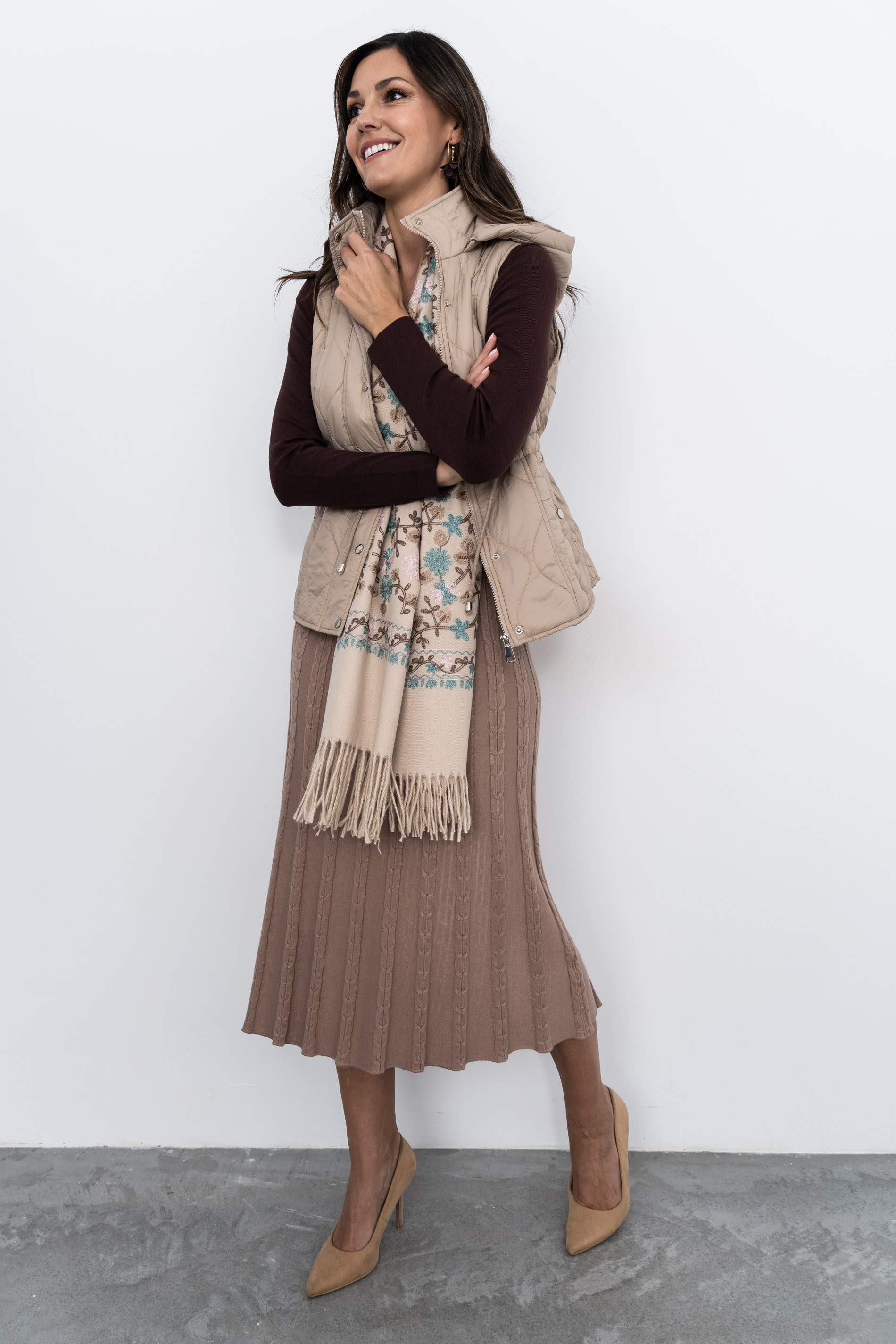 FALDA PUNTO OCHOS CAMEL