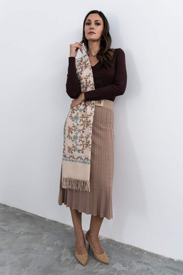 FALDA PUNTO OCHOS CAMEL