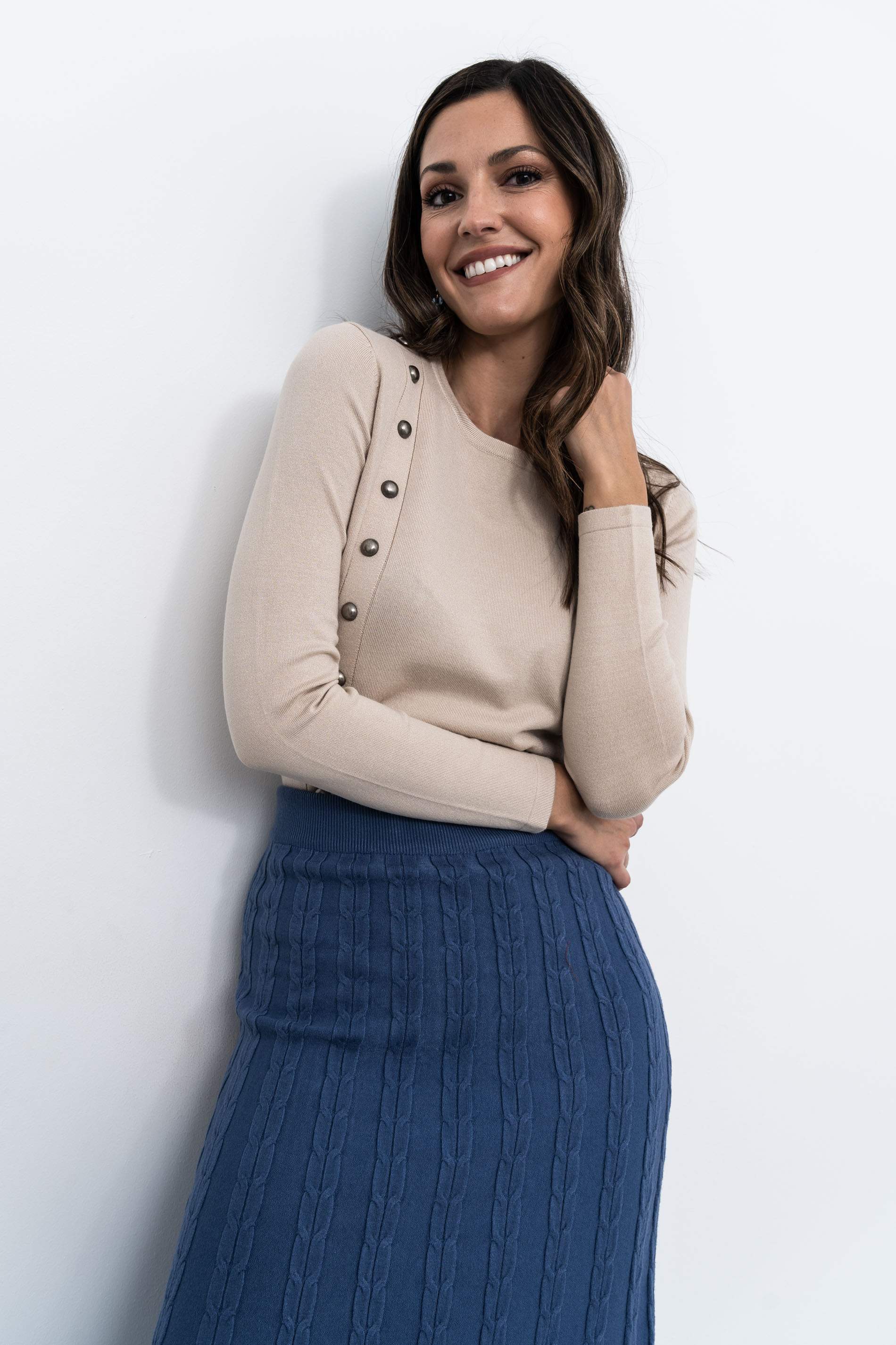 FALDA PUNTO OCHOS AZUL