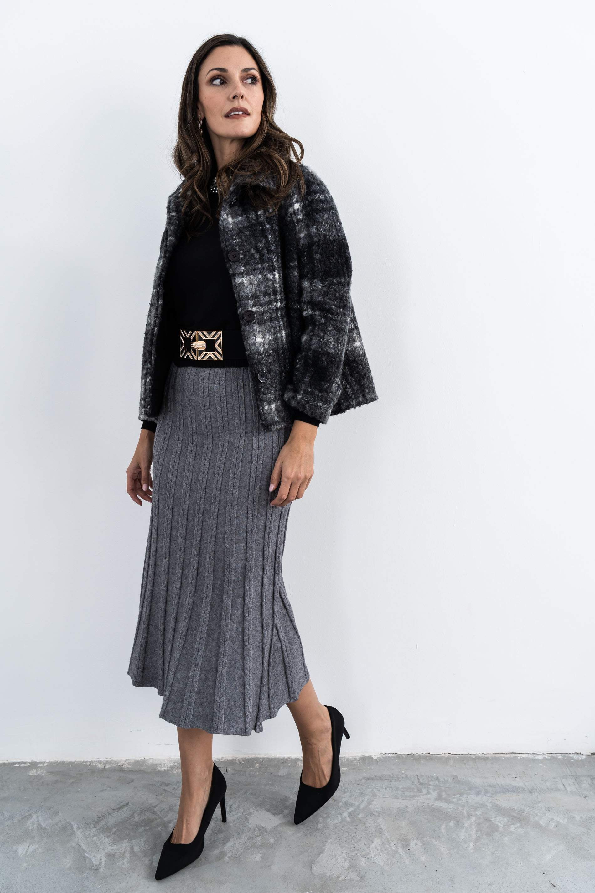 FALDA PUNTO OCHOS GRIS