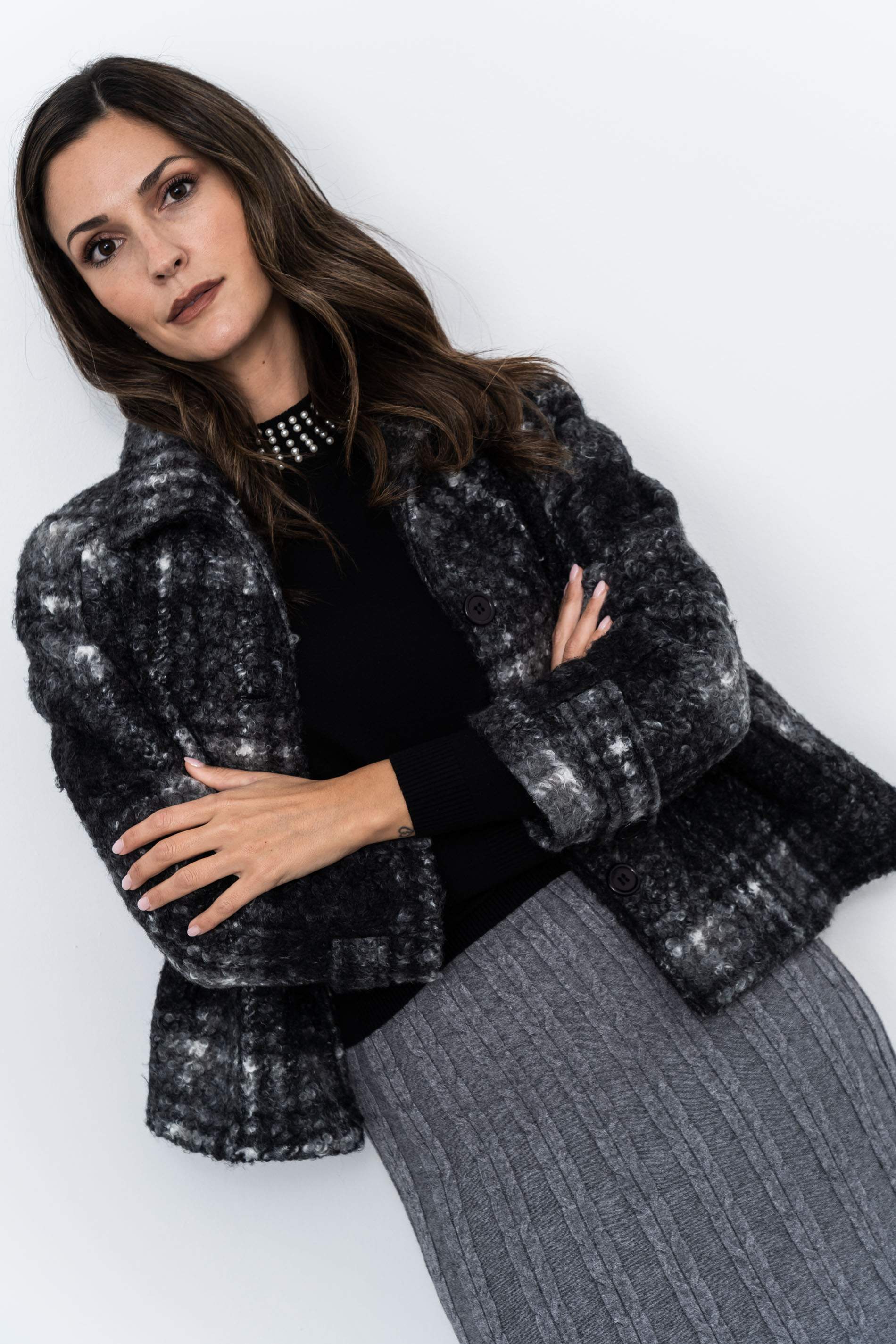 FALDA PUNTO OCHOS GRIS