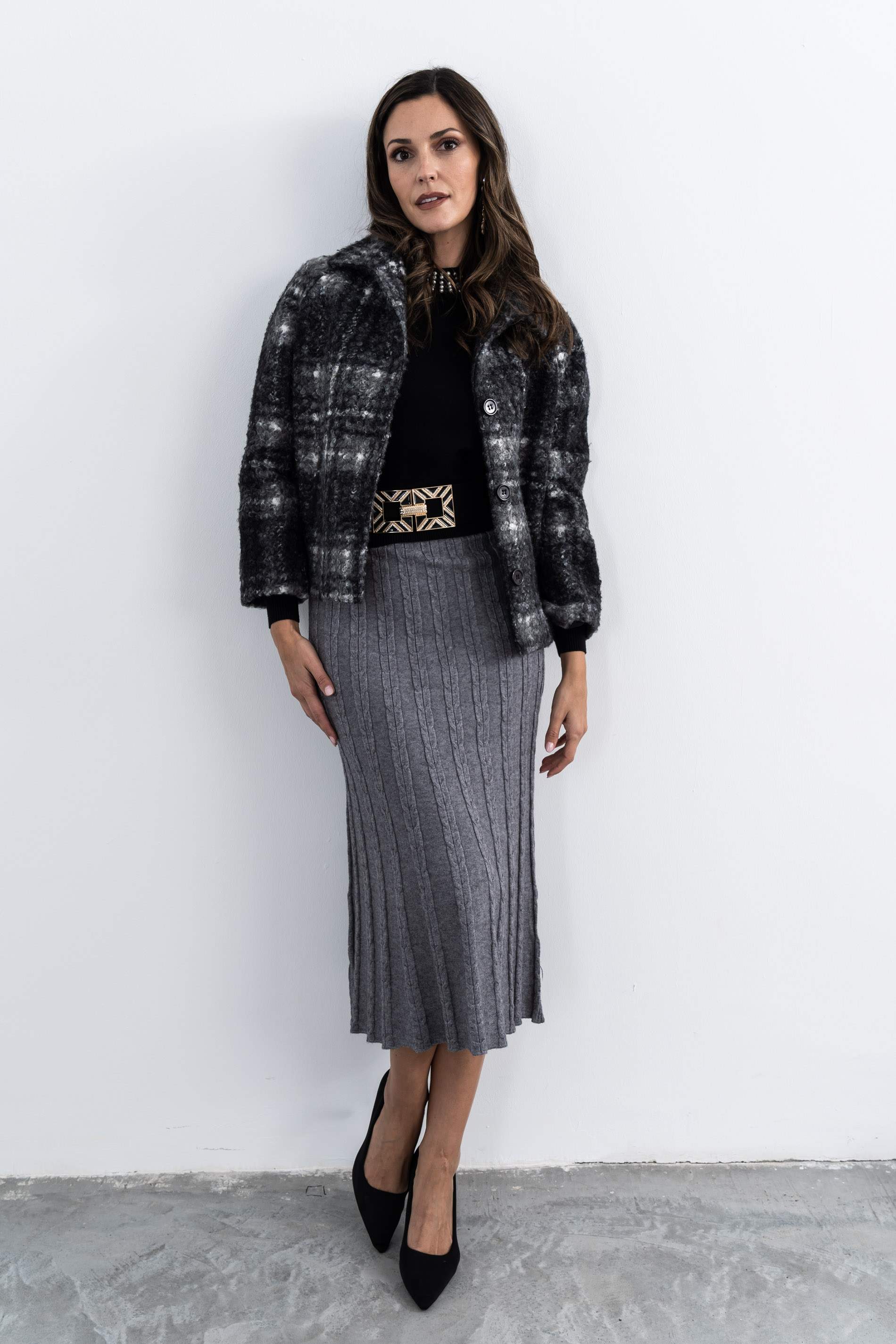 FALDA PUNTO OCHOS GRIS