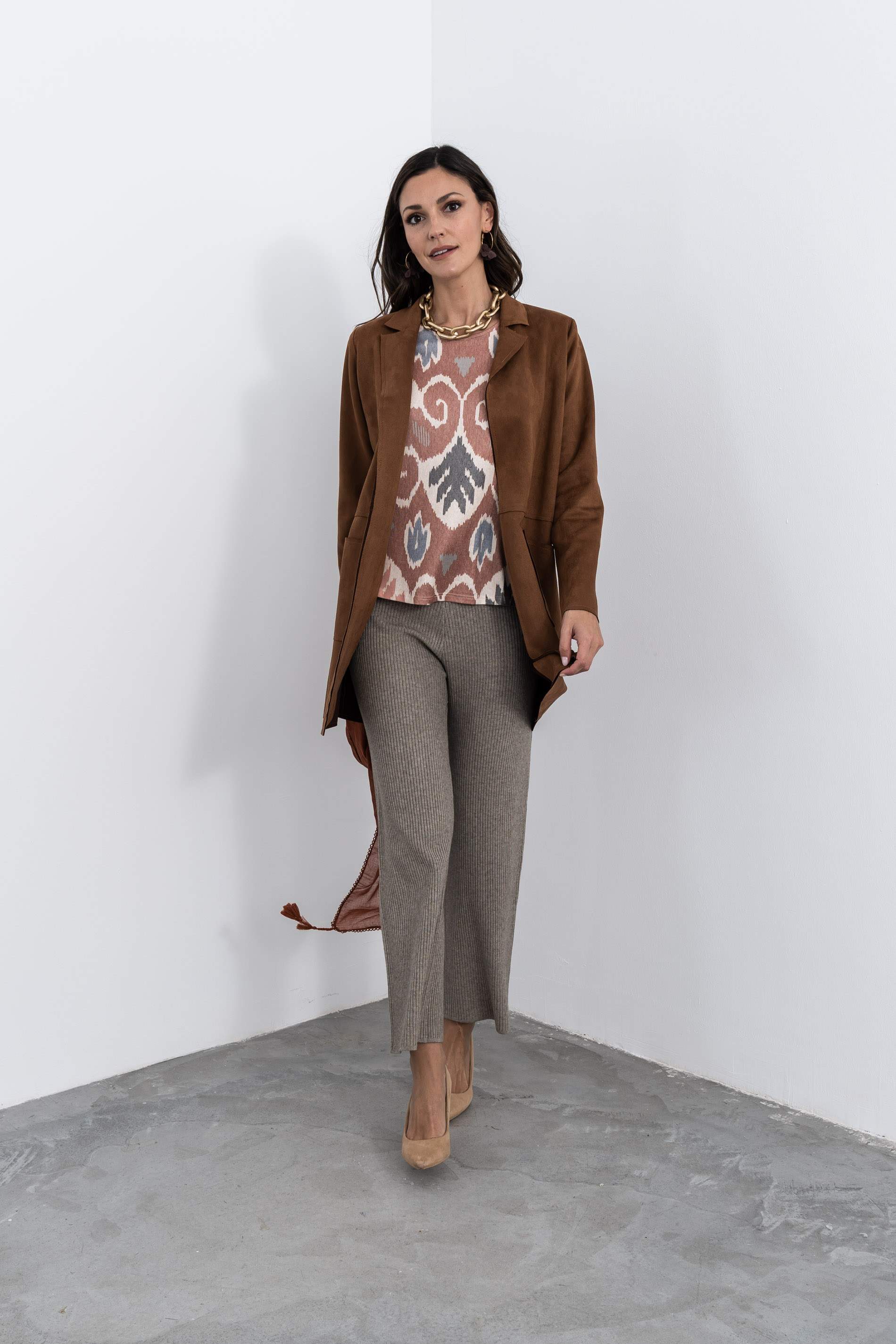 PANTALÓN PUNTO CANALÉ TAUPE