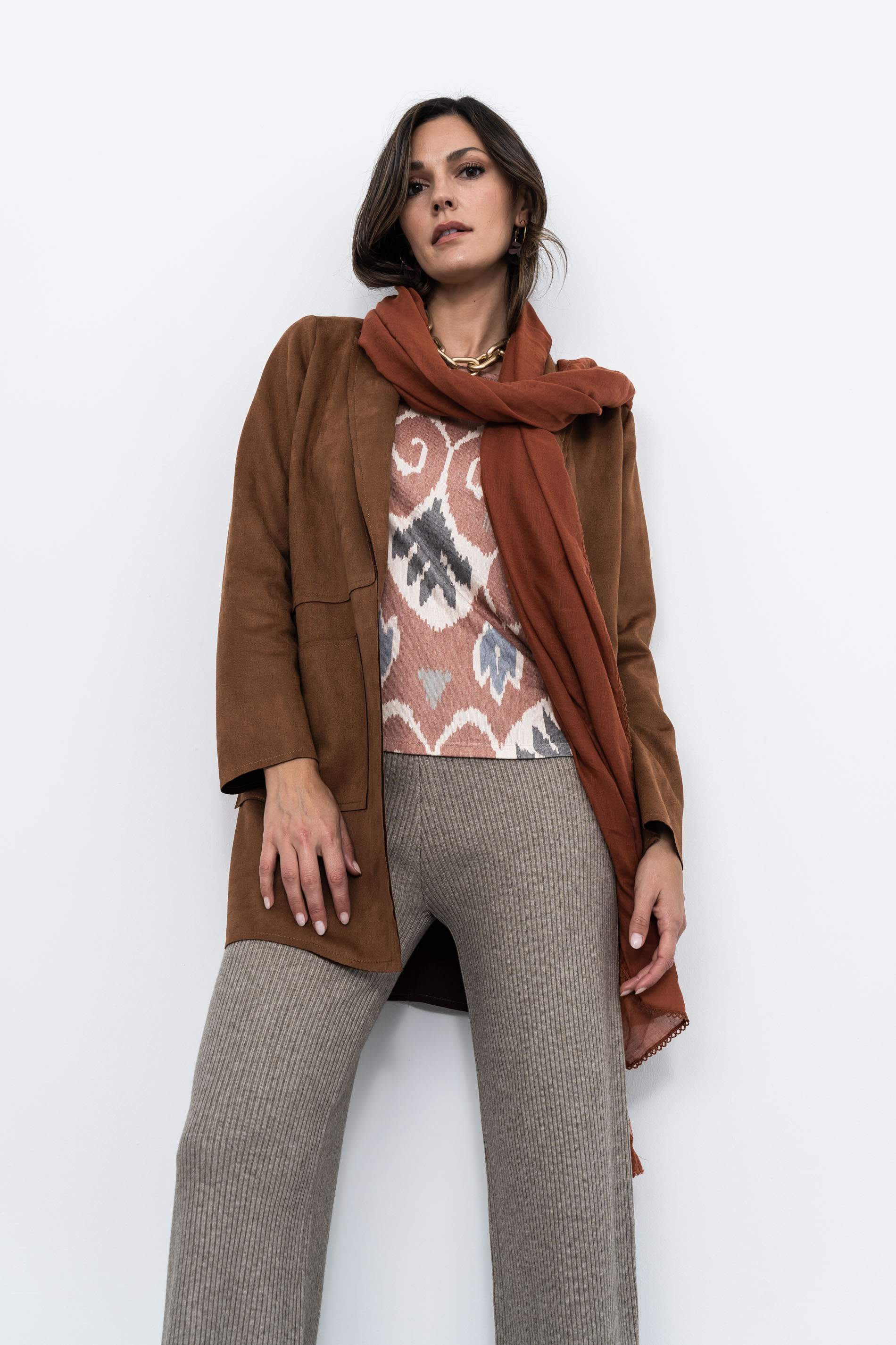 PANTALÓN PUNTO CANALÉ TAUPE