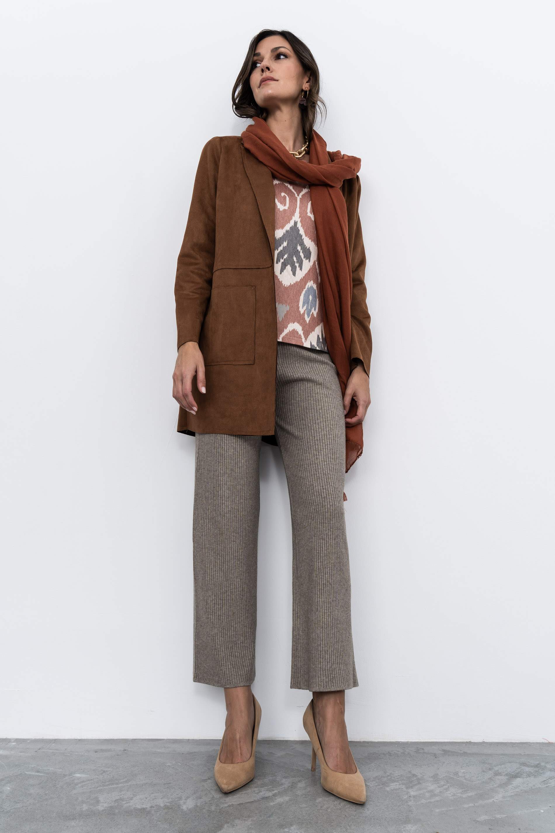 PANTALÓN PUNTO CANALÉ TAUPE