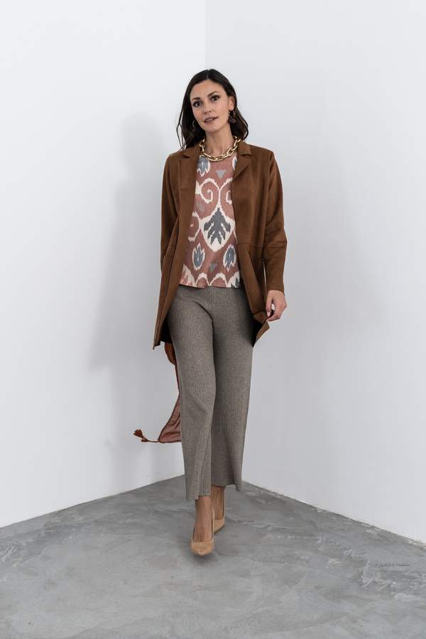 PANTALÓN PUNTO CANALÉ TAUPE