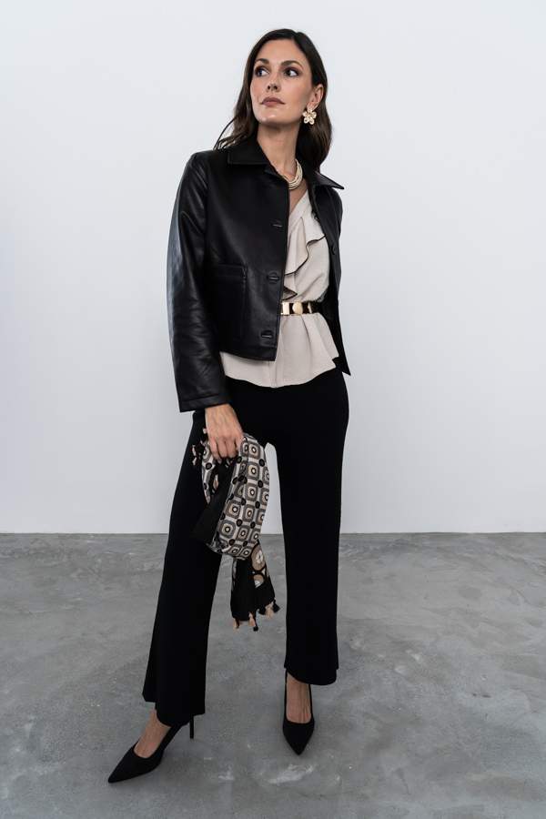 PANTALÓN PUNTO CANALÉ NEGRO