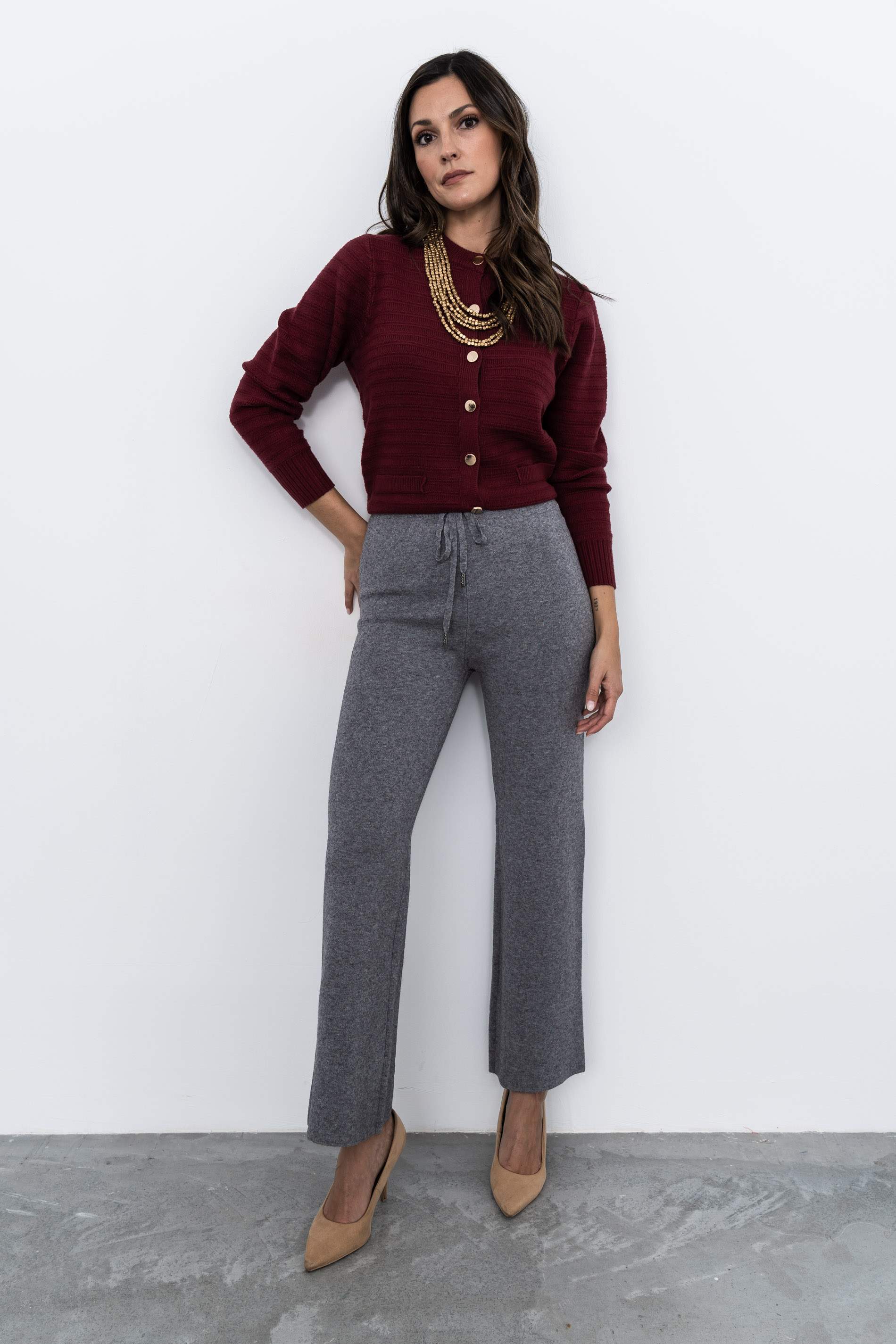 PANTALÓN PUNTO LISO GRIS