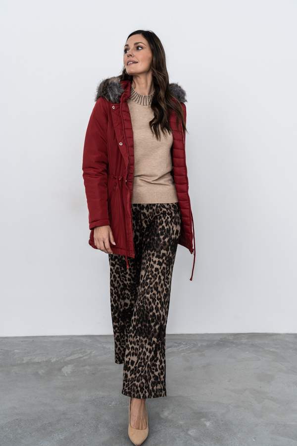 PARKA REVERSIBLE CAPUCHA PELO ROJO