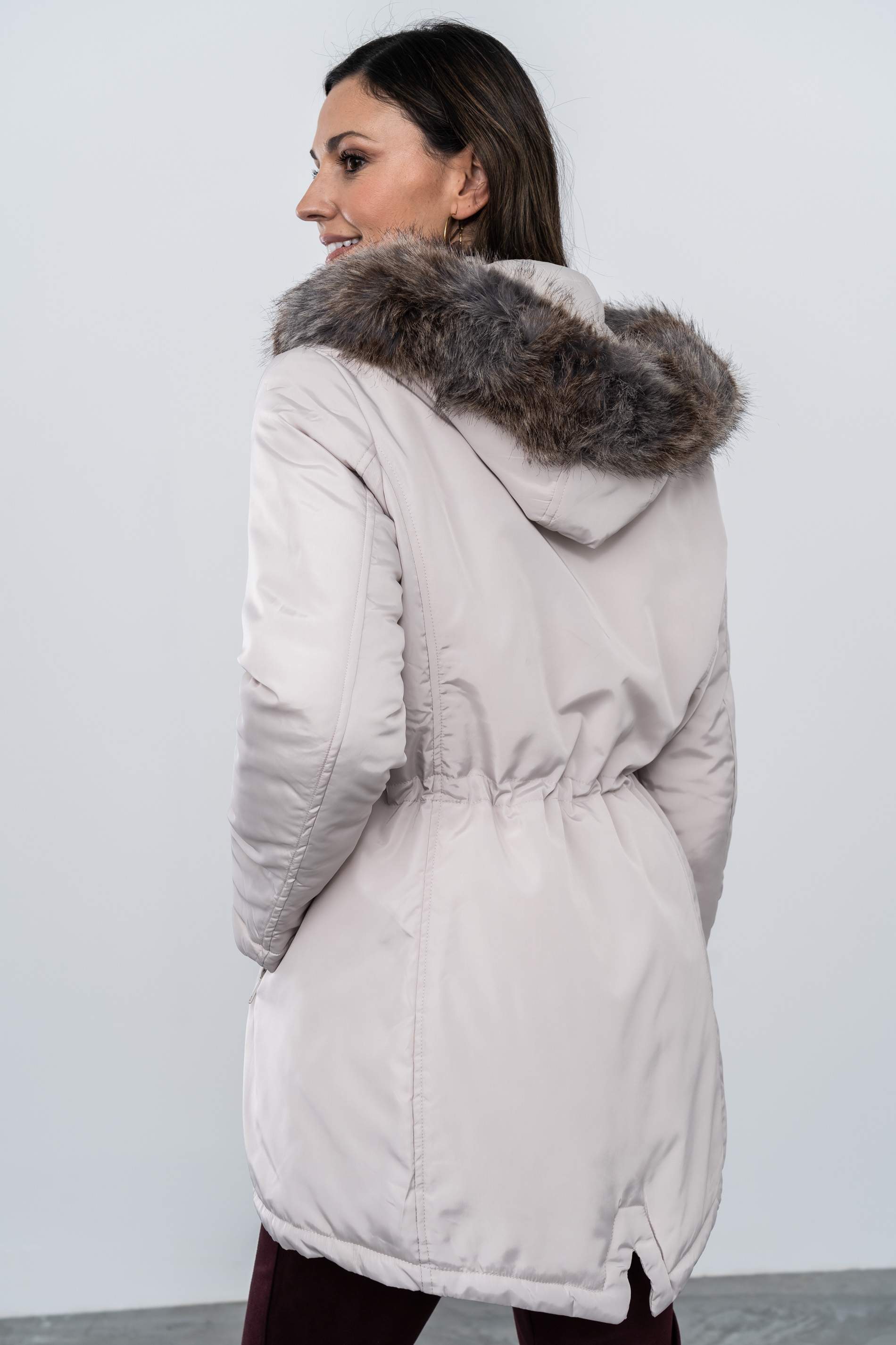 PARKA REVERSIBLE CAPUCHA PELO BEIGE