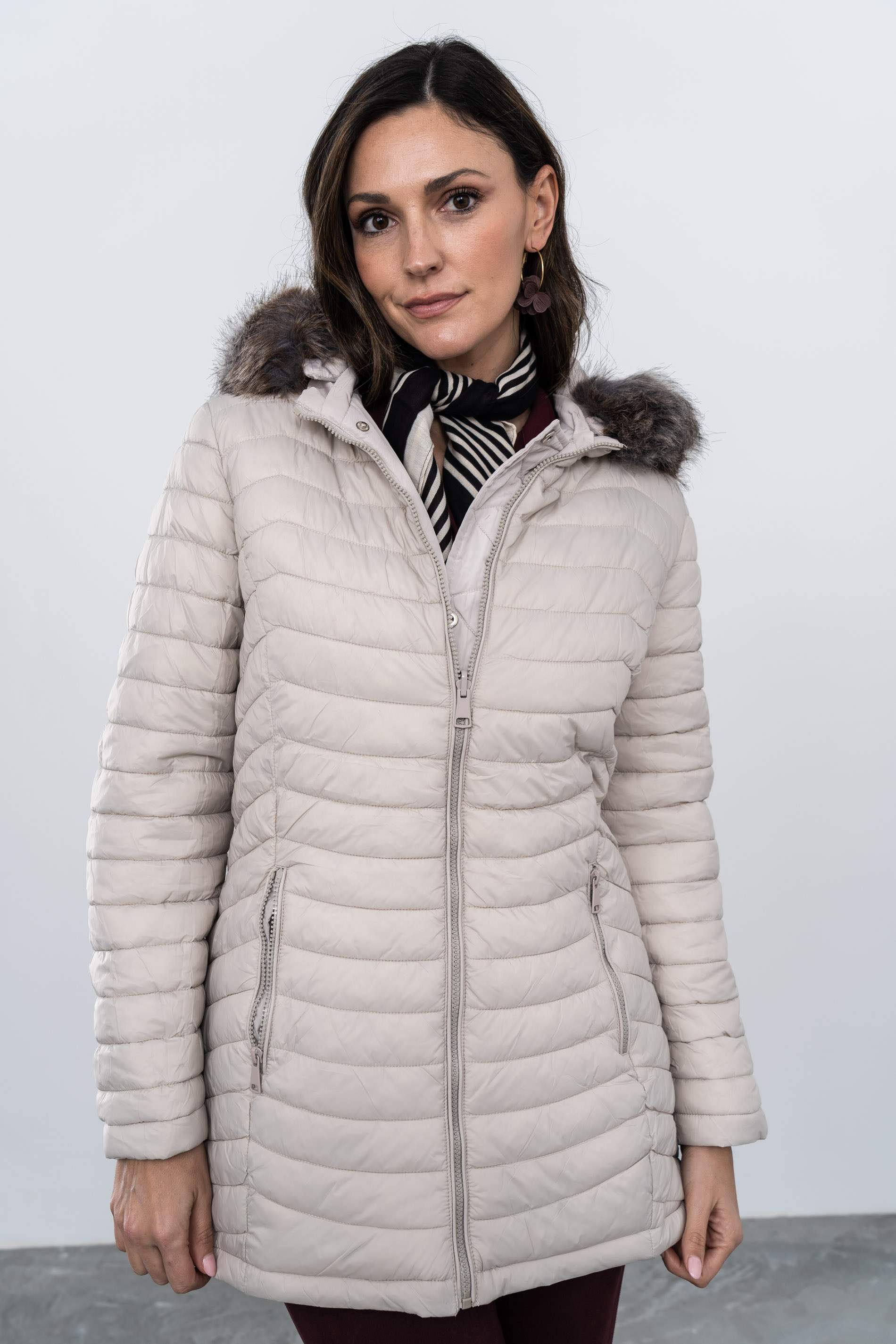 PARKA REVERSIBLE CAPUCHA PELO BEIGE