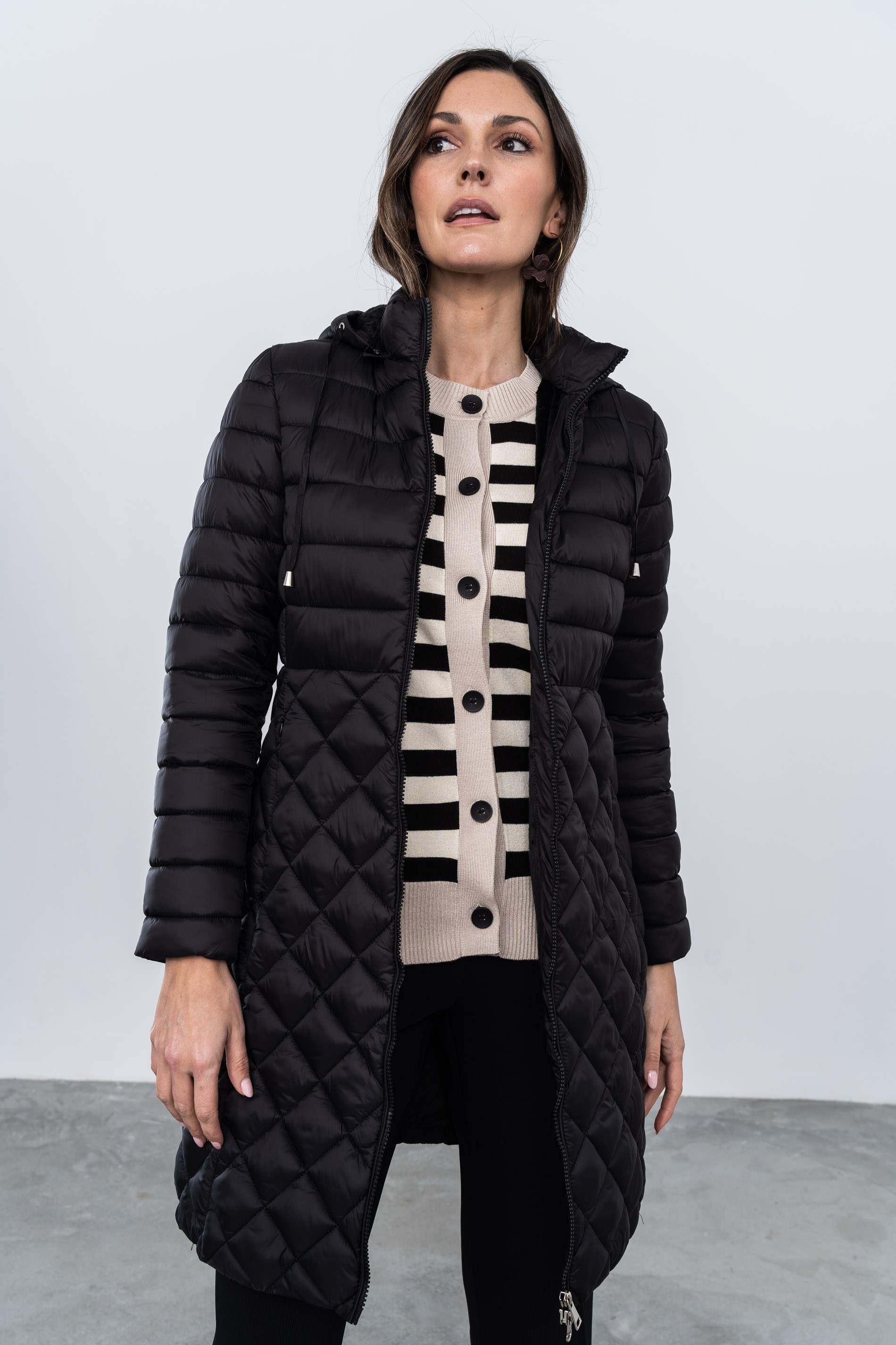 PARKA PESPUNTE COMBINADO CÁLIDA NEGRO