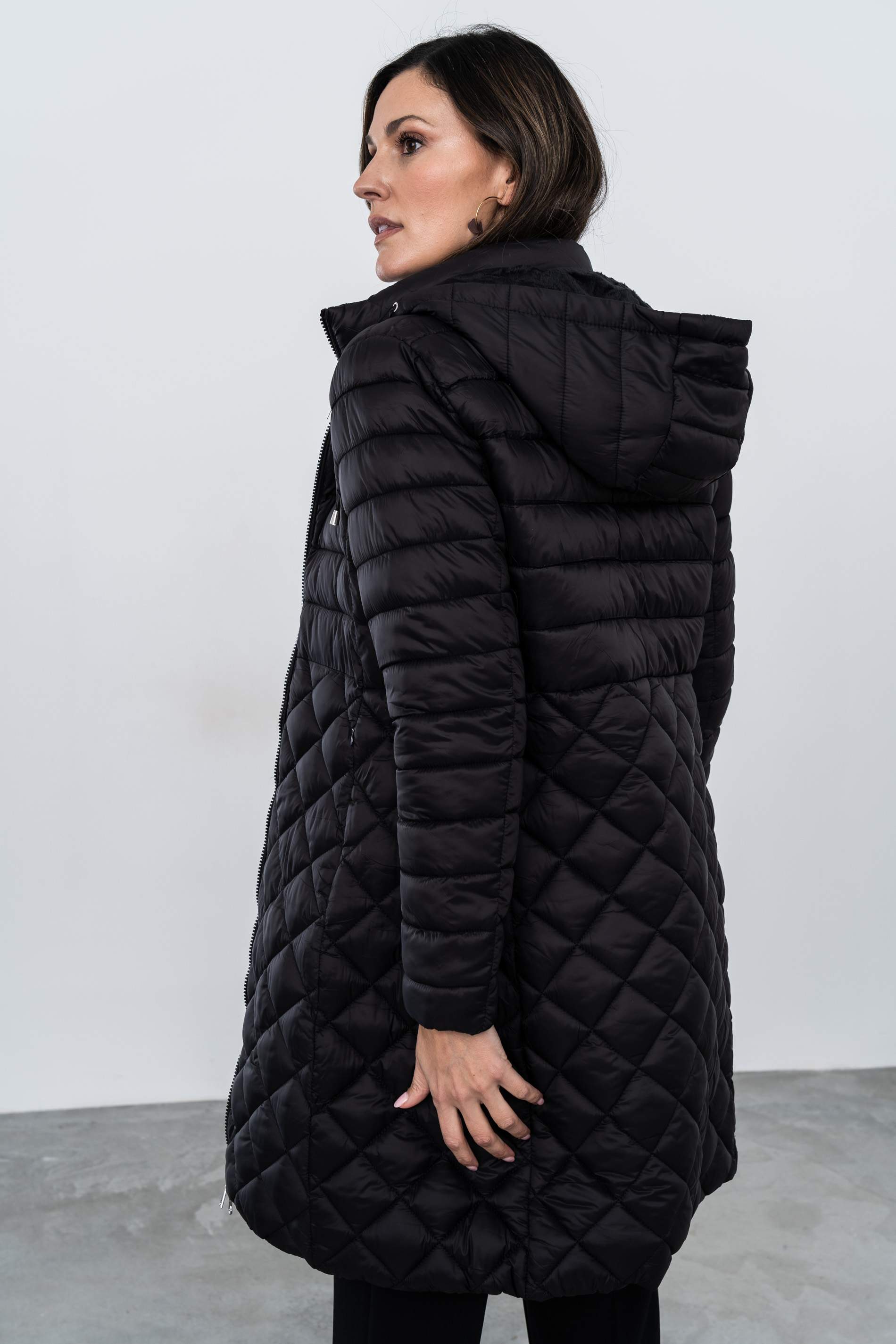 PARKA PESPUNTE COMBINADO CÁLIDA NEGRO
