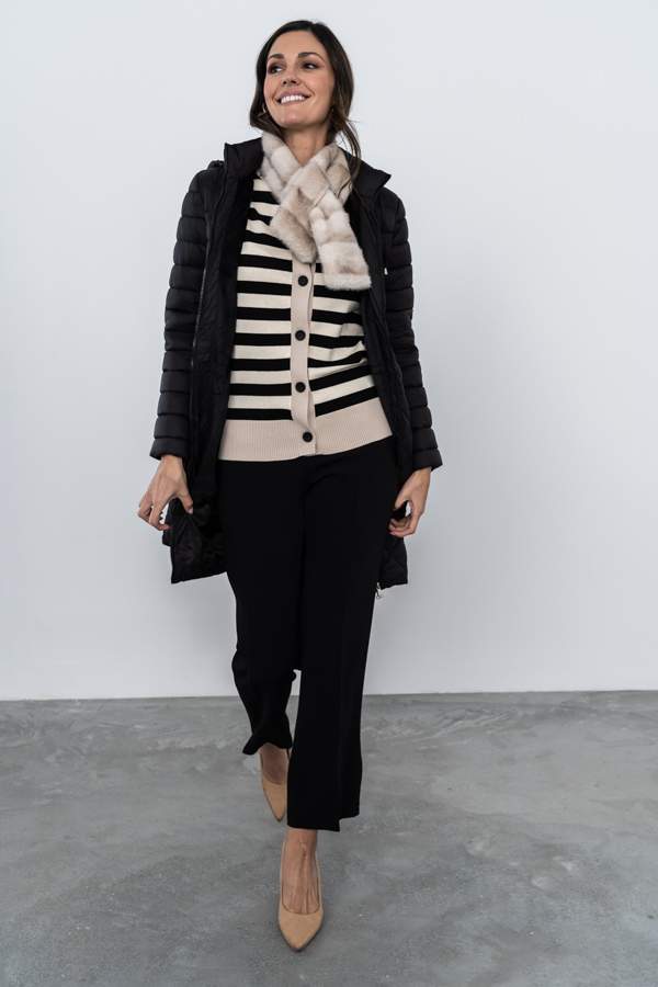 PARKA PESPUNTE COMBINADO CÁLIDA NEGRO