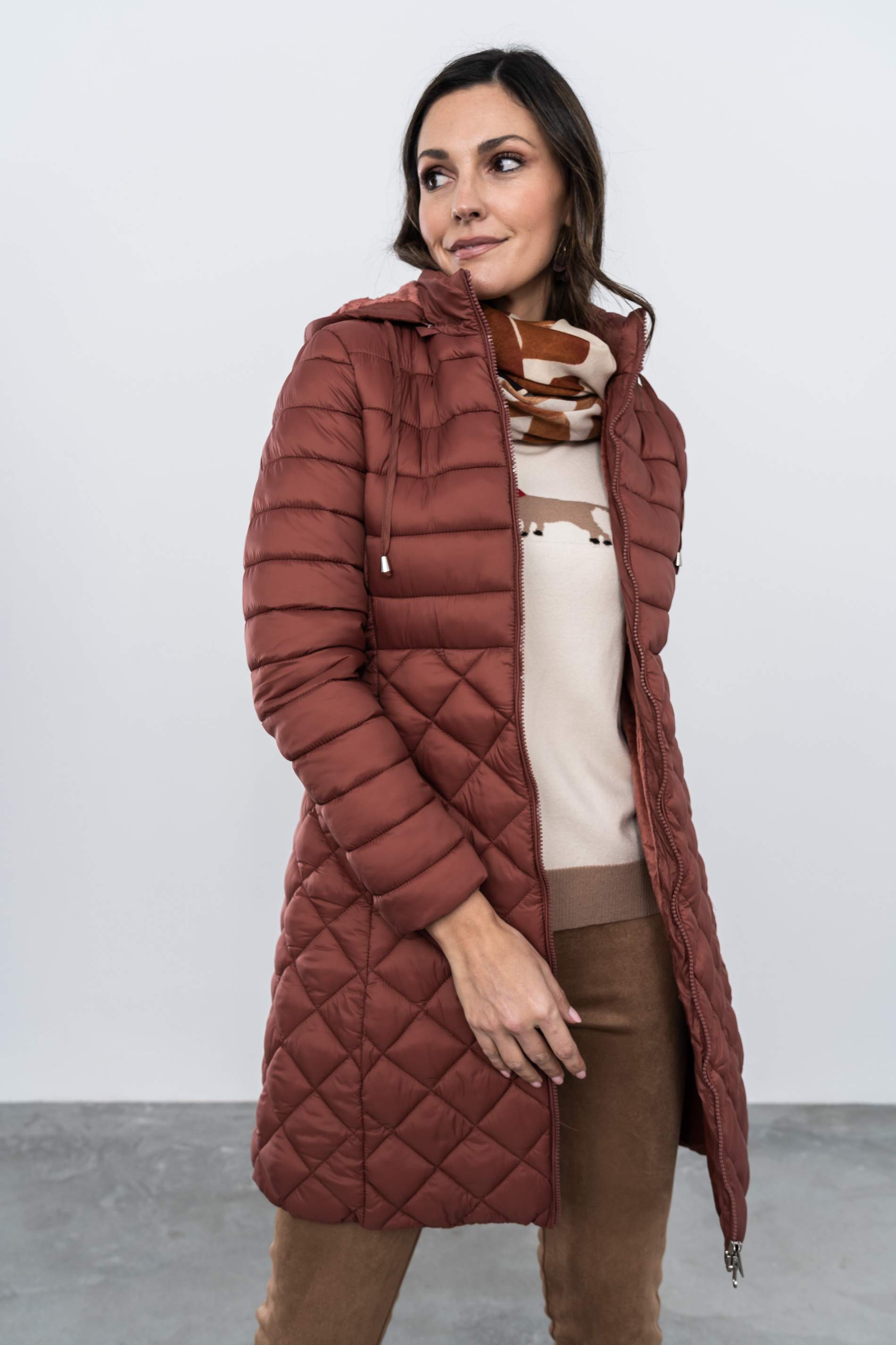 PARKA PESPUNTE COMBINADO CÁLIDA TEJA