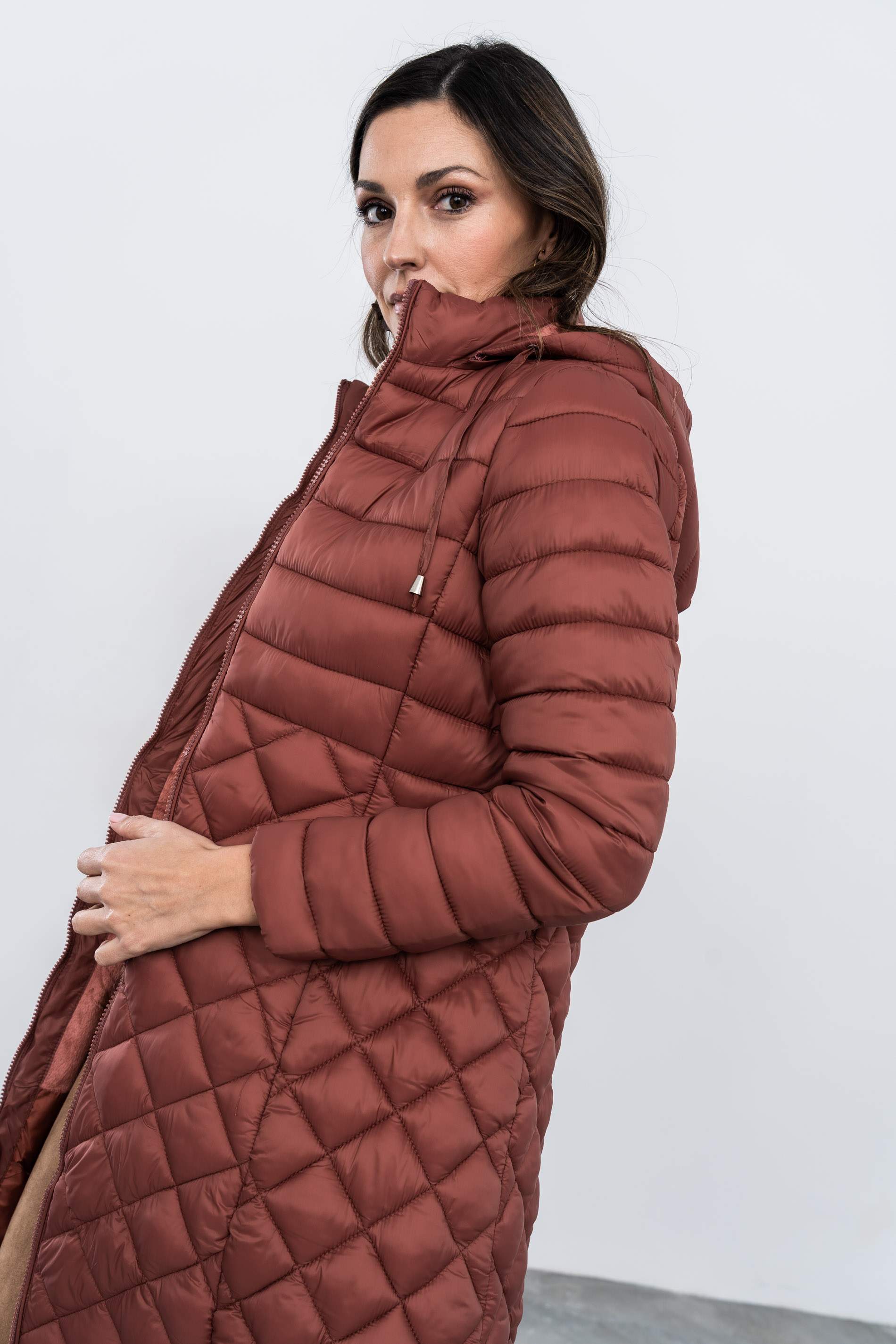 PARKA PESPUNTE COMBINADO CÁLIDA TEJA