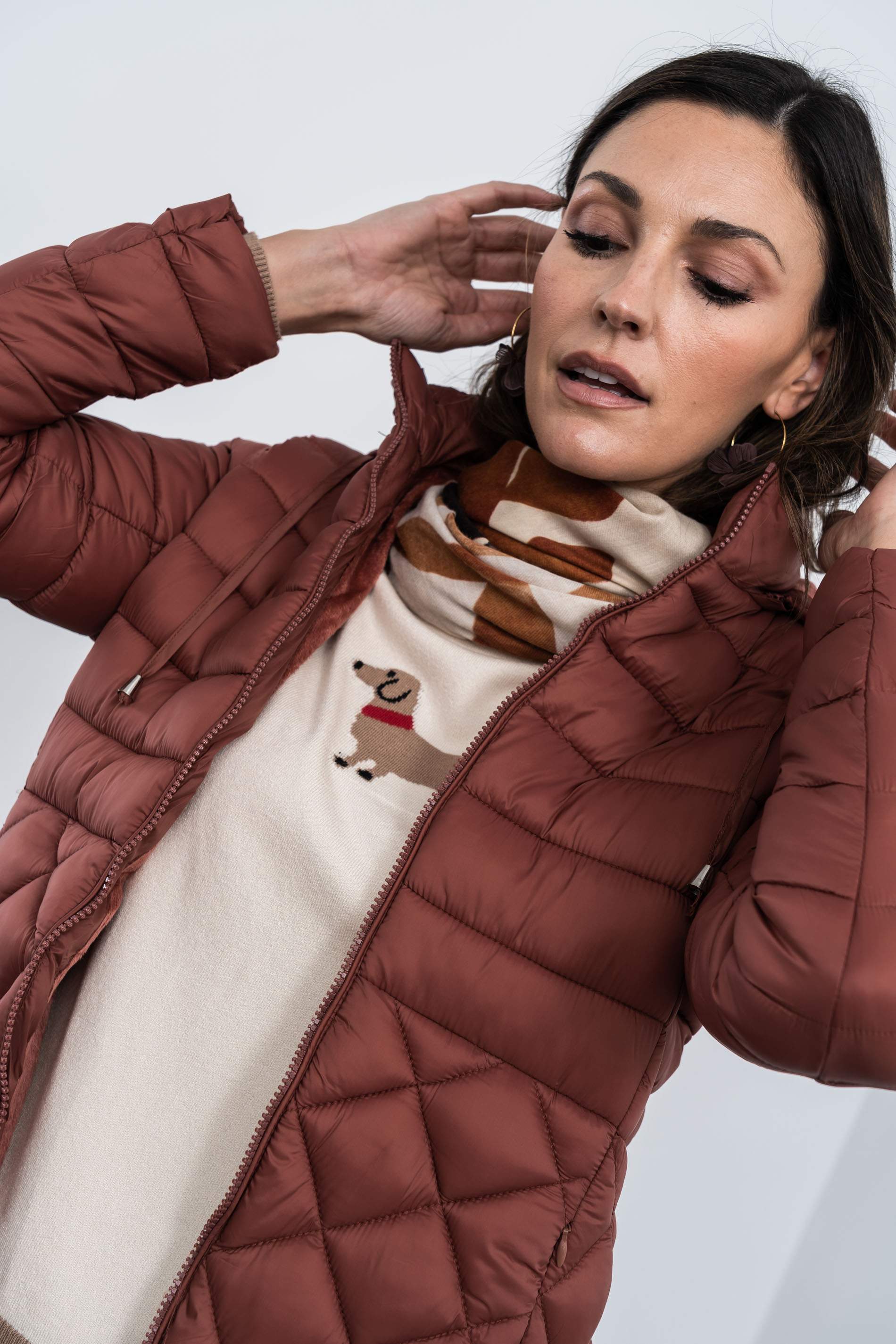 PARKA PESPUNTE COMBINADO CÁLIDA TEJA