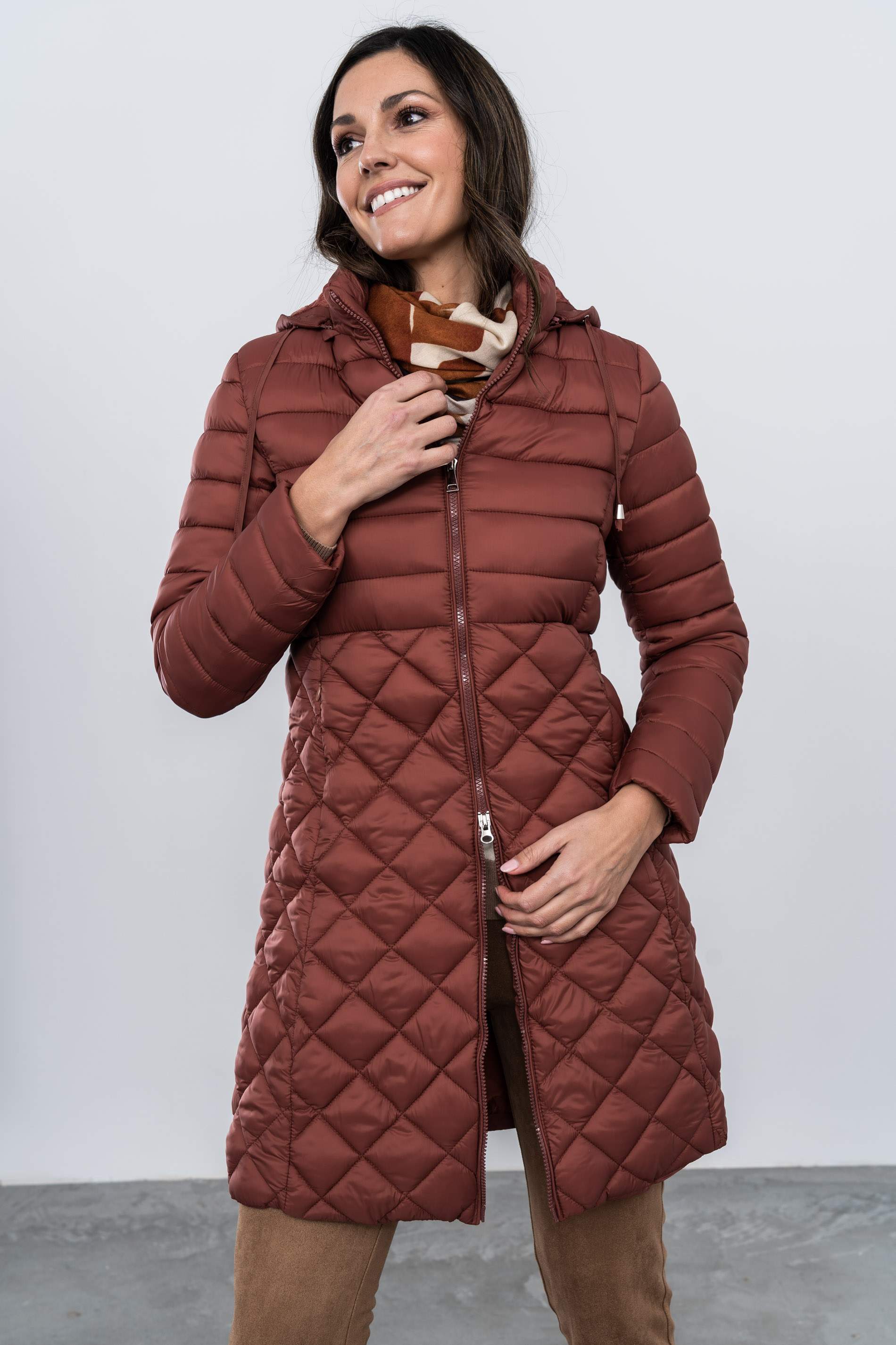 PARKA PESPUNTE COMBINADO CÁLIDA TEJA