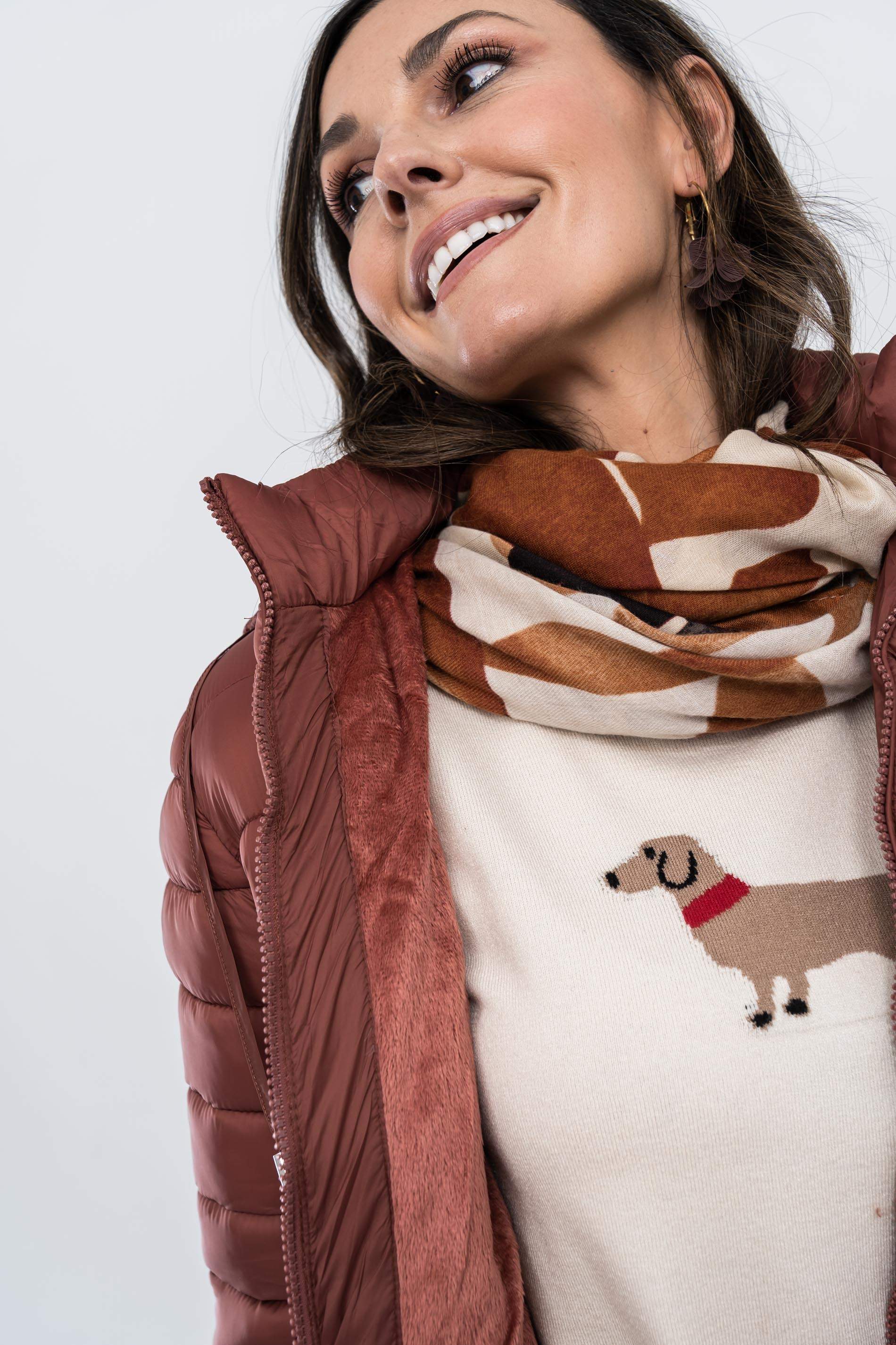 PARKA PESPUNTE COMBINADO CÁLIDA TEJA