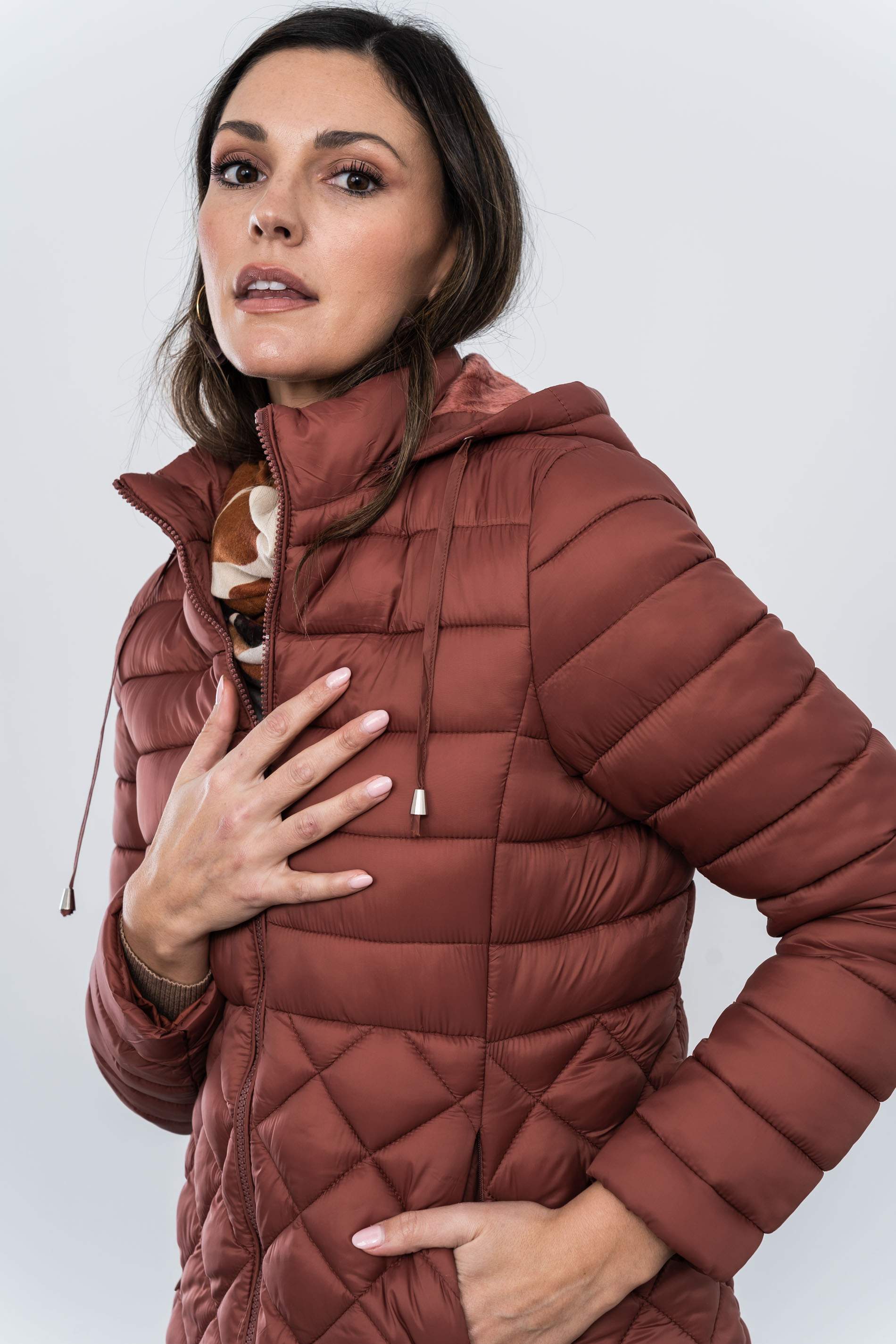 PARKA PESPUNTE COMBINADO CÁLIDA TEJA