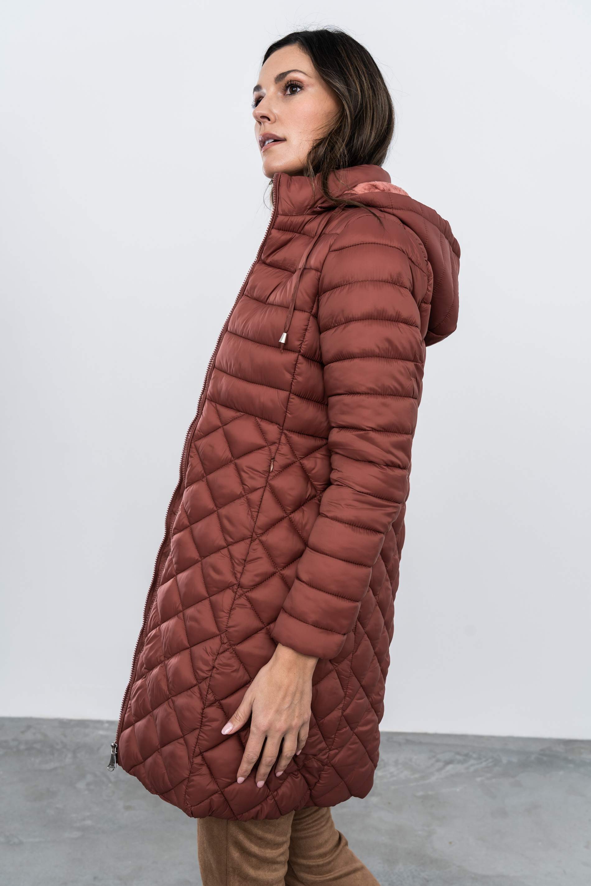 PARKA PESPUNTE COMBINADO CÁLIDA TEJA