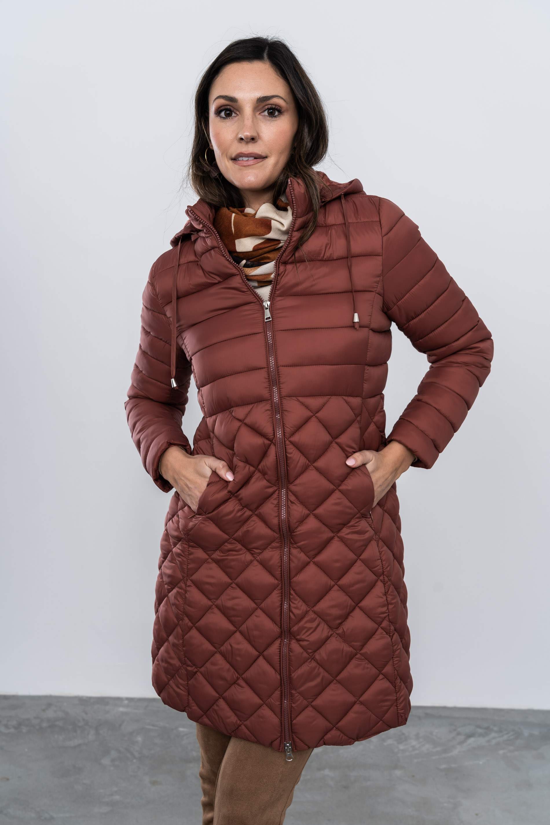 PARKA PESPUNTE COMBINADO CÁLIDA TEJA