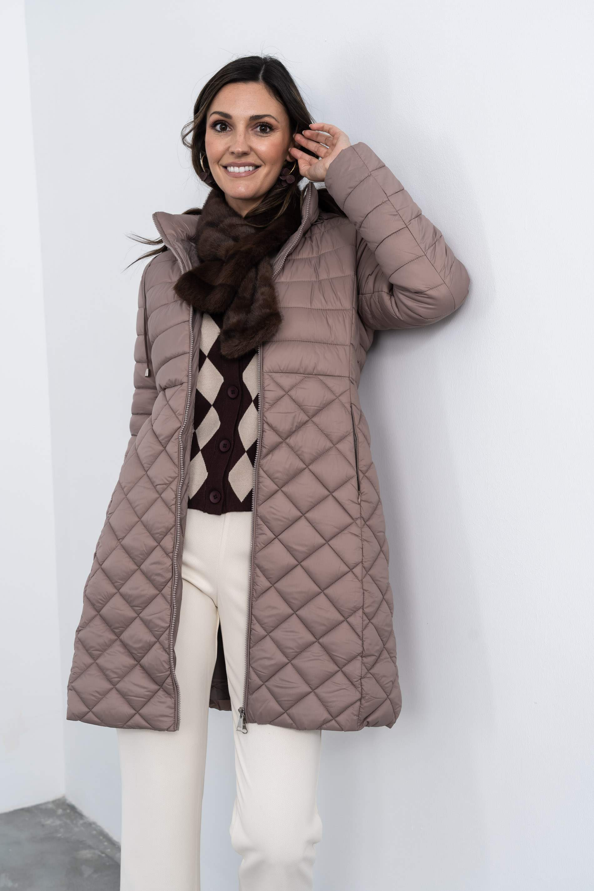 PARKA PESPUNTE COMBINADO CÁLIDA BEIGE