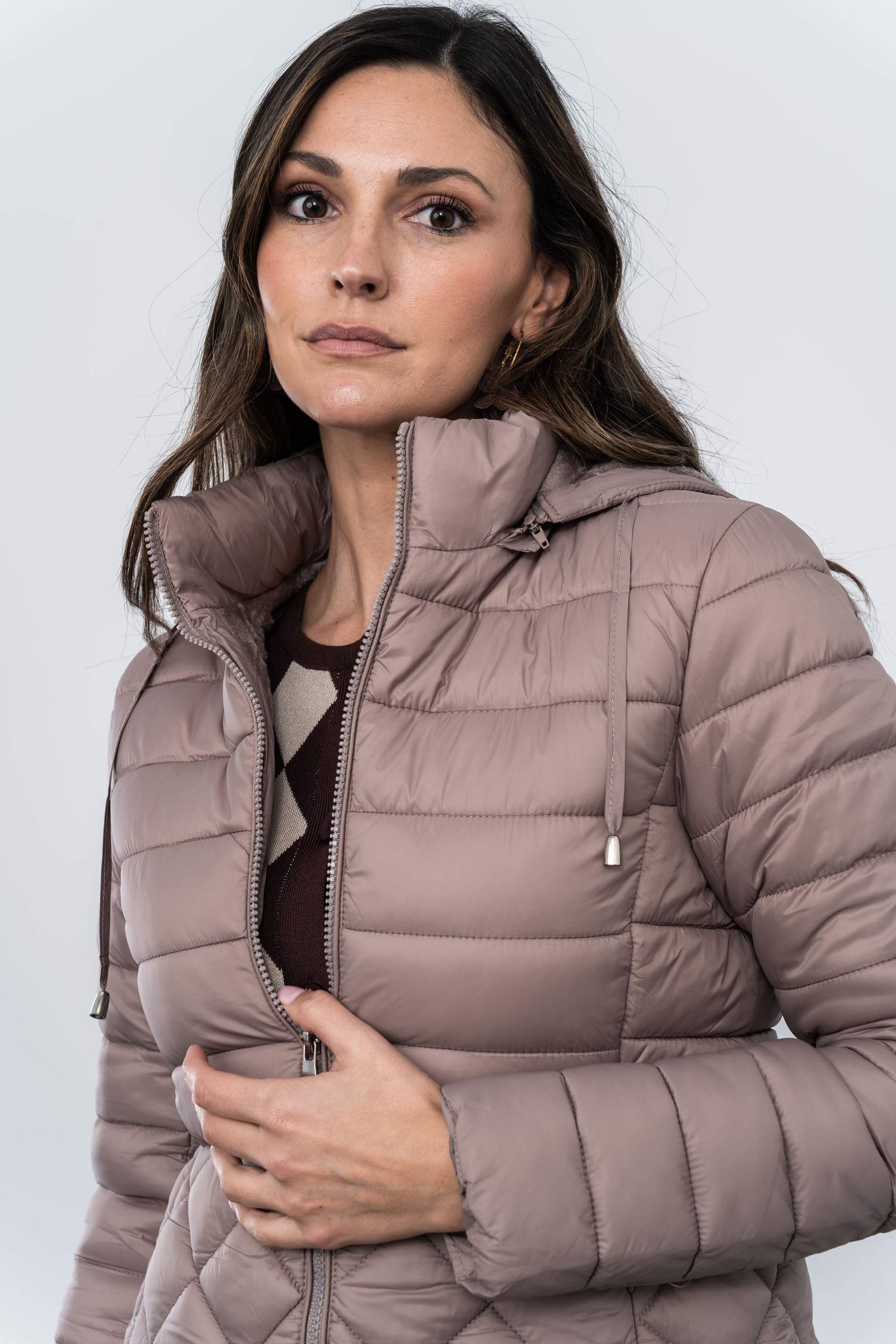 PARKA PESPUNTE COMBINADO CÁLIDA BEIGE