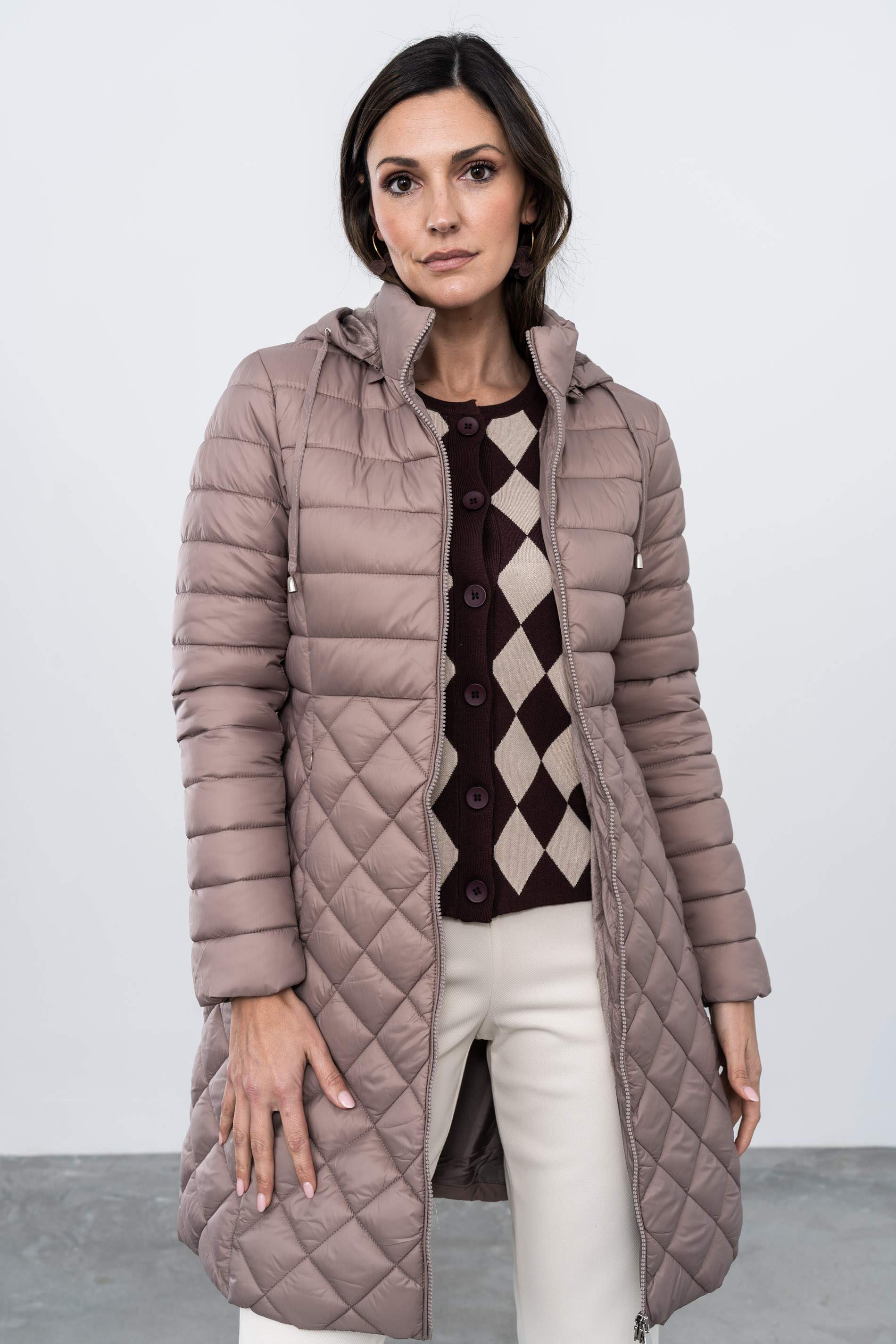 PARKA PESPUNTE COMBINADO CÁLIDA BEIGE