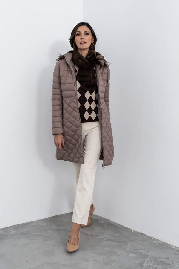 PARKA PESPUNTE COMBINADO CÁLIDA BEIGE