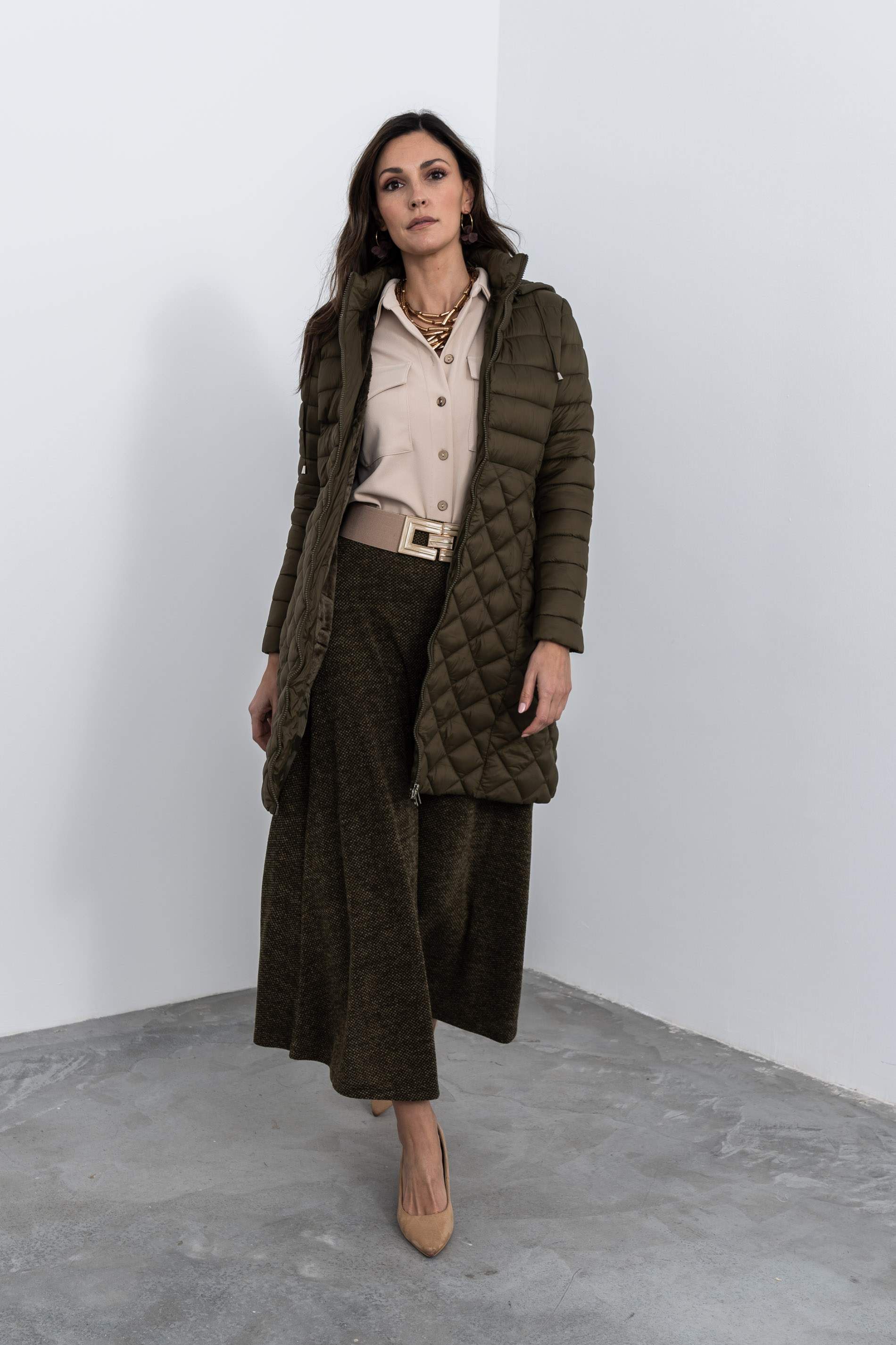 PARKA PESPUNTE COMBINADO CÁLIDA VERDE